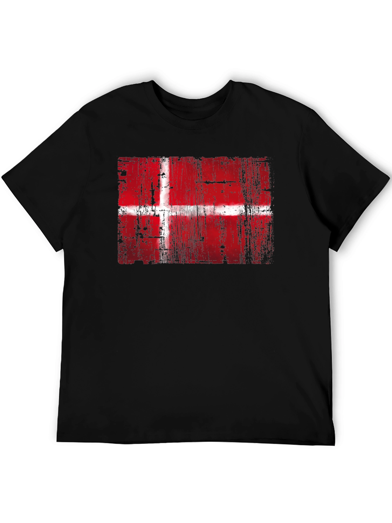 Black Danish Flag Graphic Print Black T-Shirt view 5