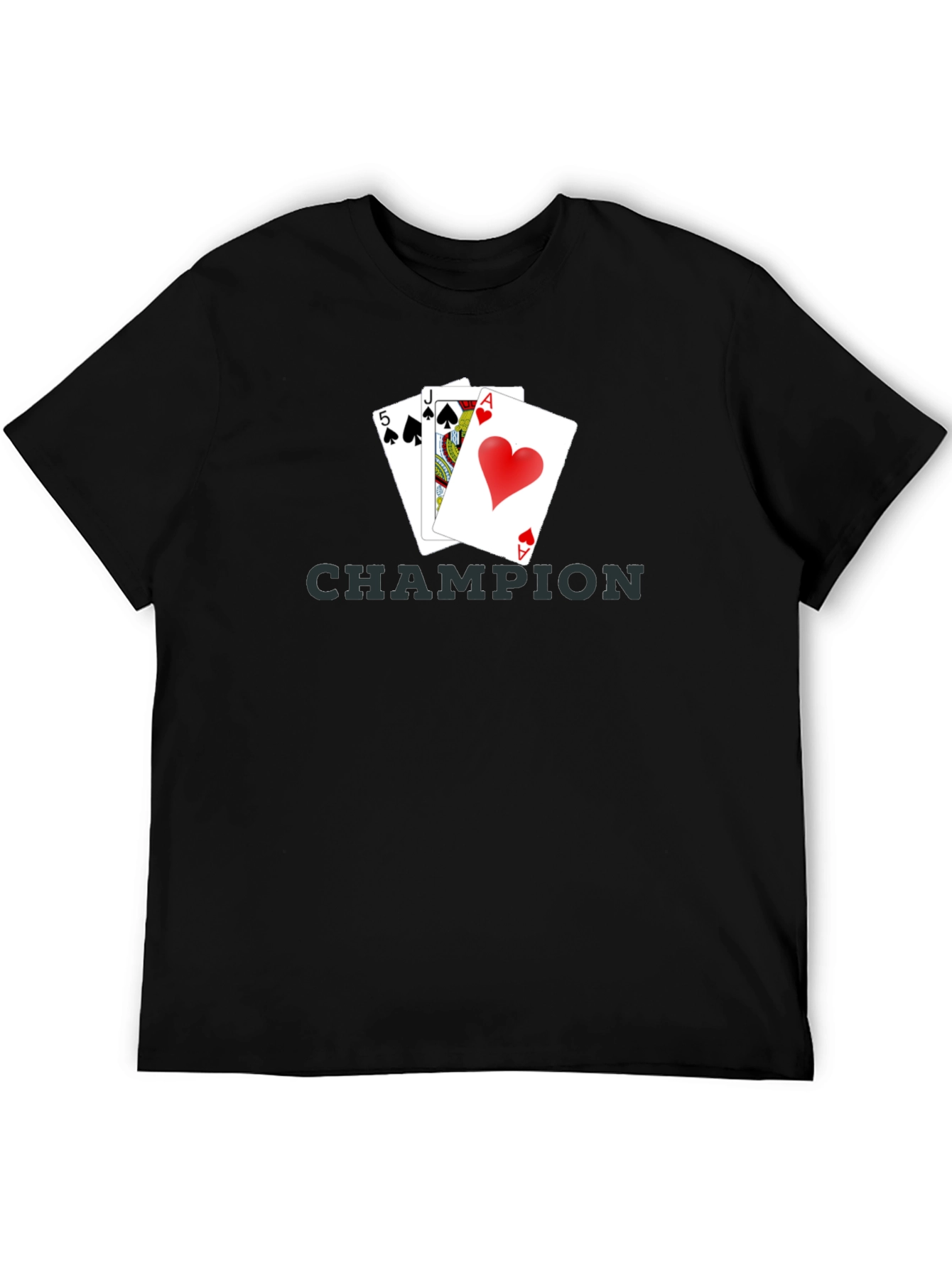 Champion Poker Hand T-Shirt - Ace, Jack, 5 Cards Design - 5