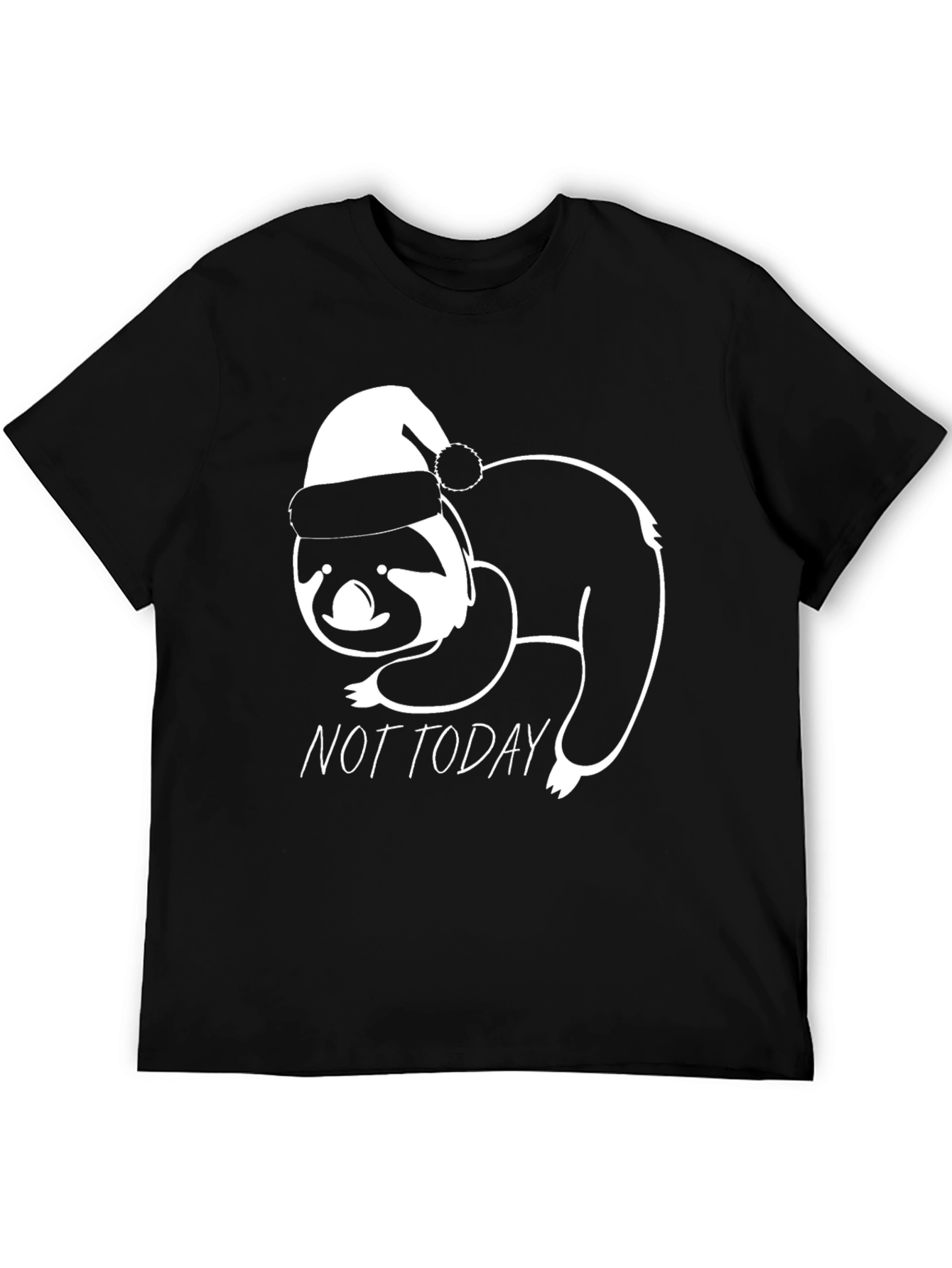 Black Not Today Sloth Santa Hat Graphic Tee view 5