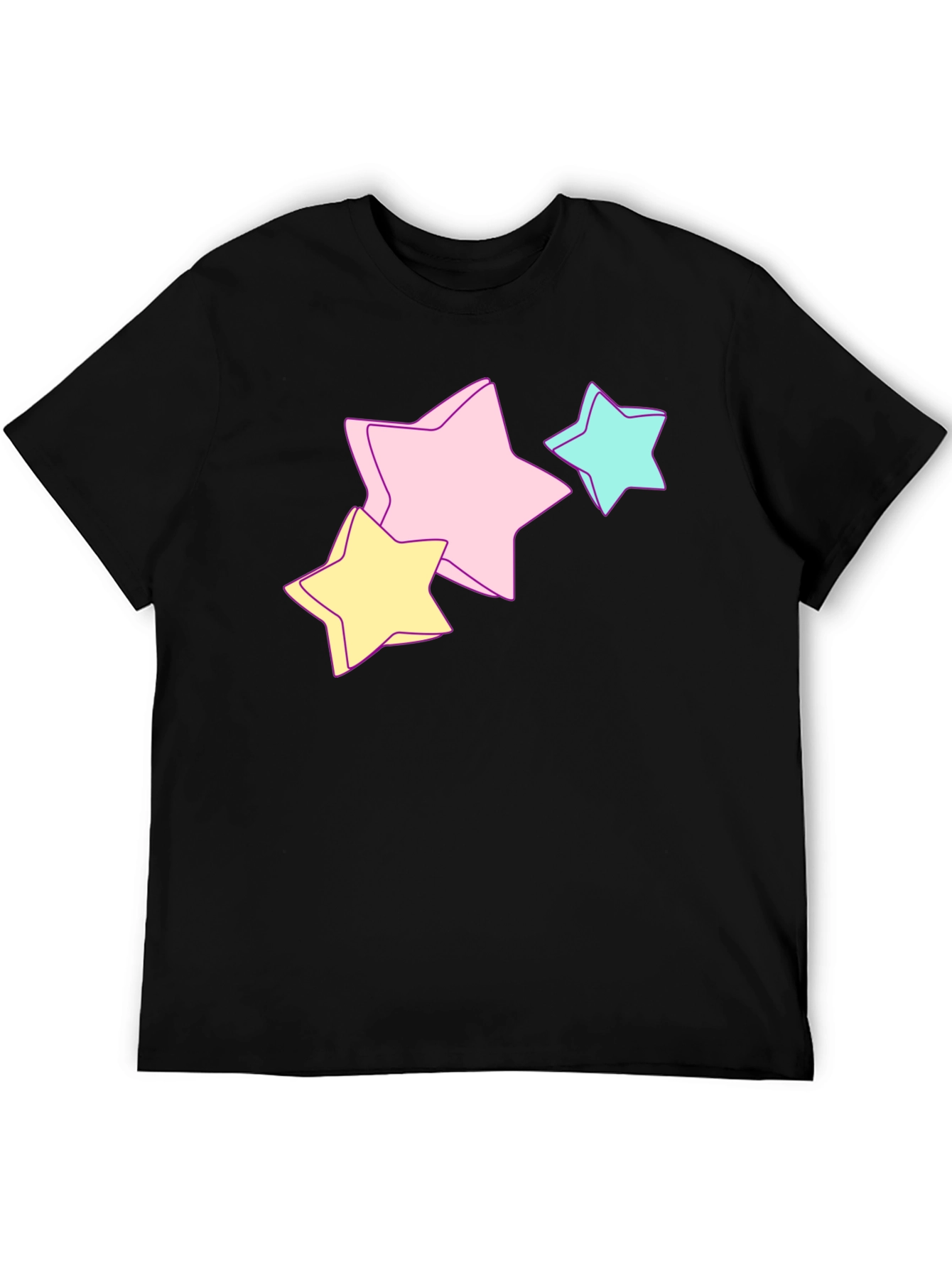Black Pastel Star Graphic Black T-Shirt view 5