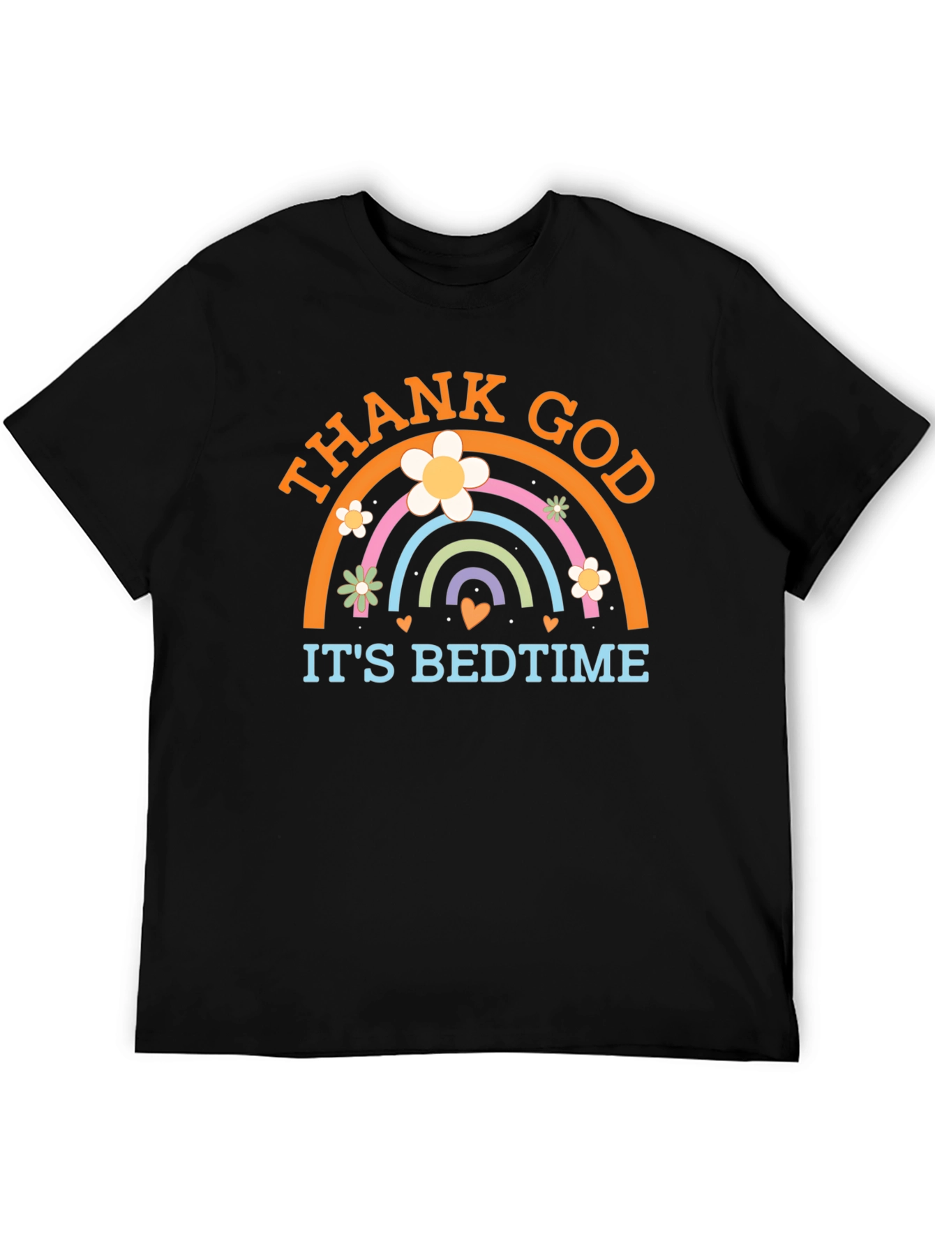 Black Thank God It's Bedtime Rainbow Graphic Tee view 5