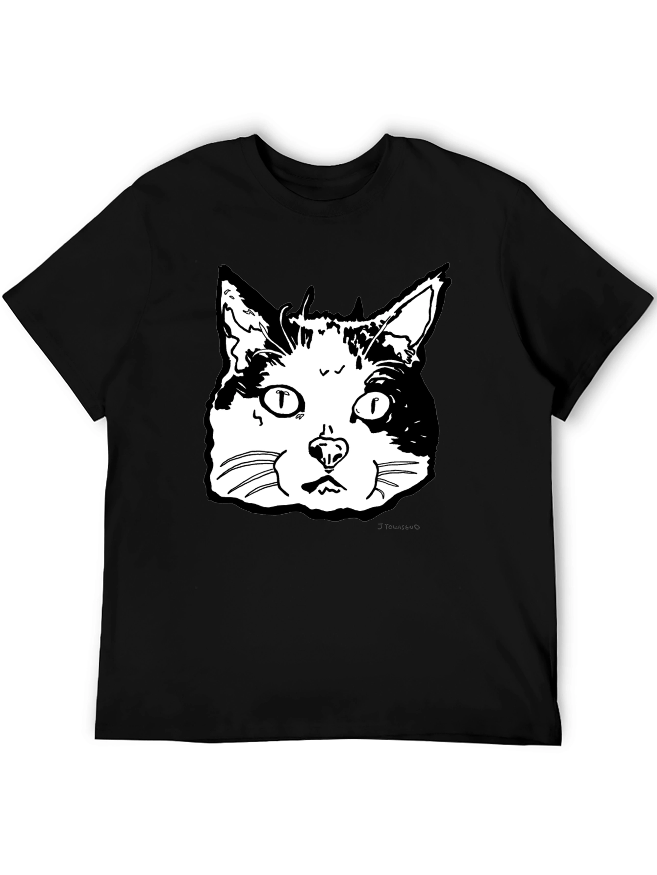 Black Cat Face Graphic T-Shirt - Black view 5