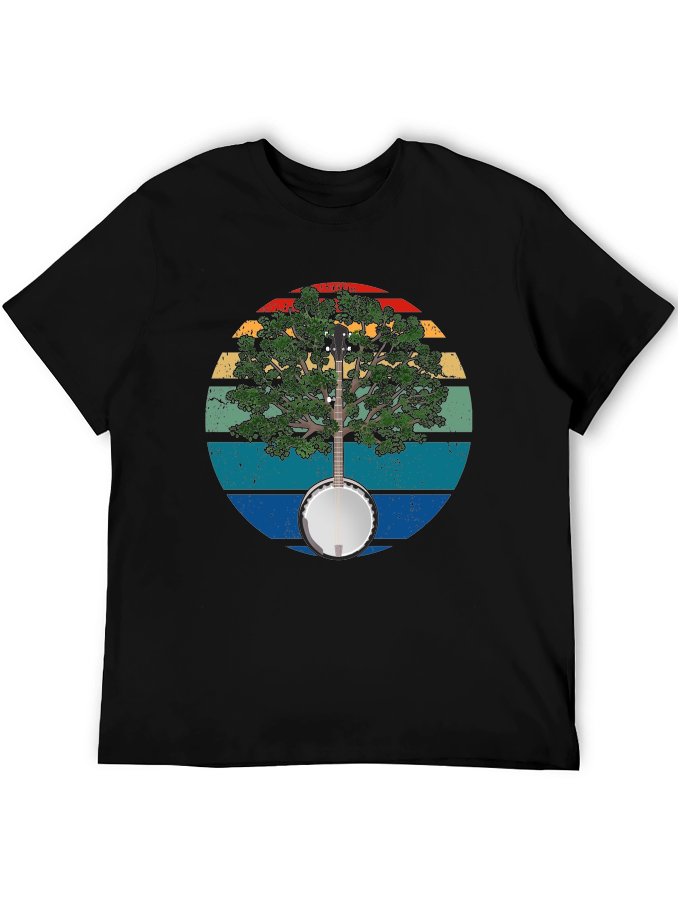 Black Banjo Tree Graphic T-Shirt view 5