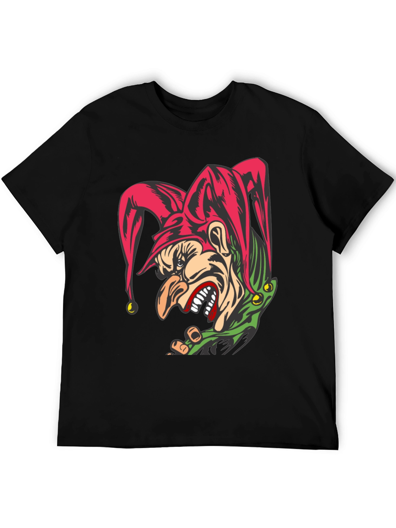 Black Evil Jester Graphic Tee - Black Cotton T-Shirt view 5