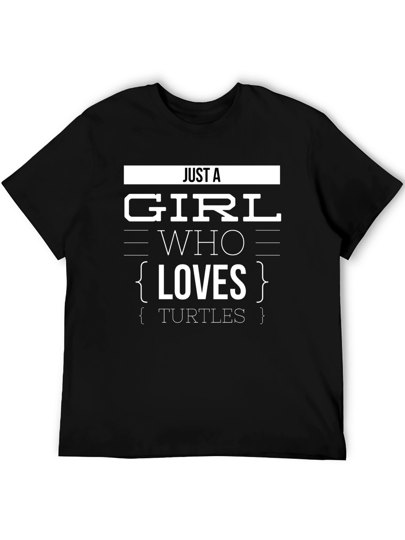 Black Just a Girl Who Loves Turtles Graphic T-Shirt view 5