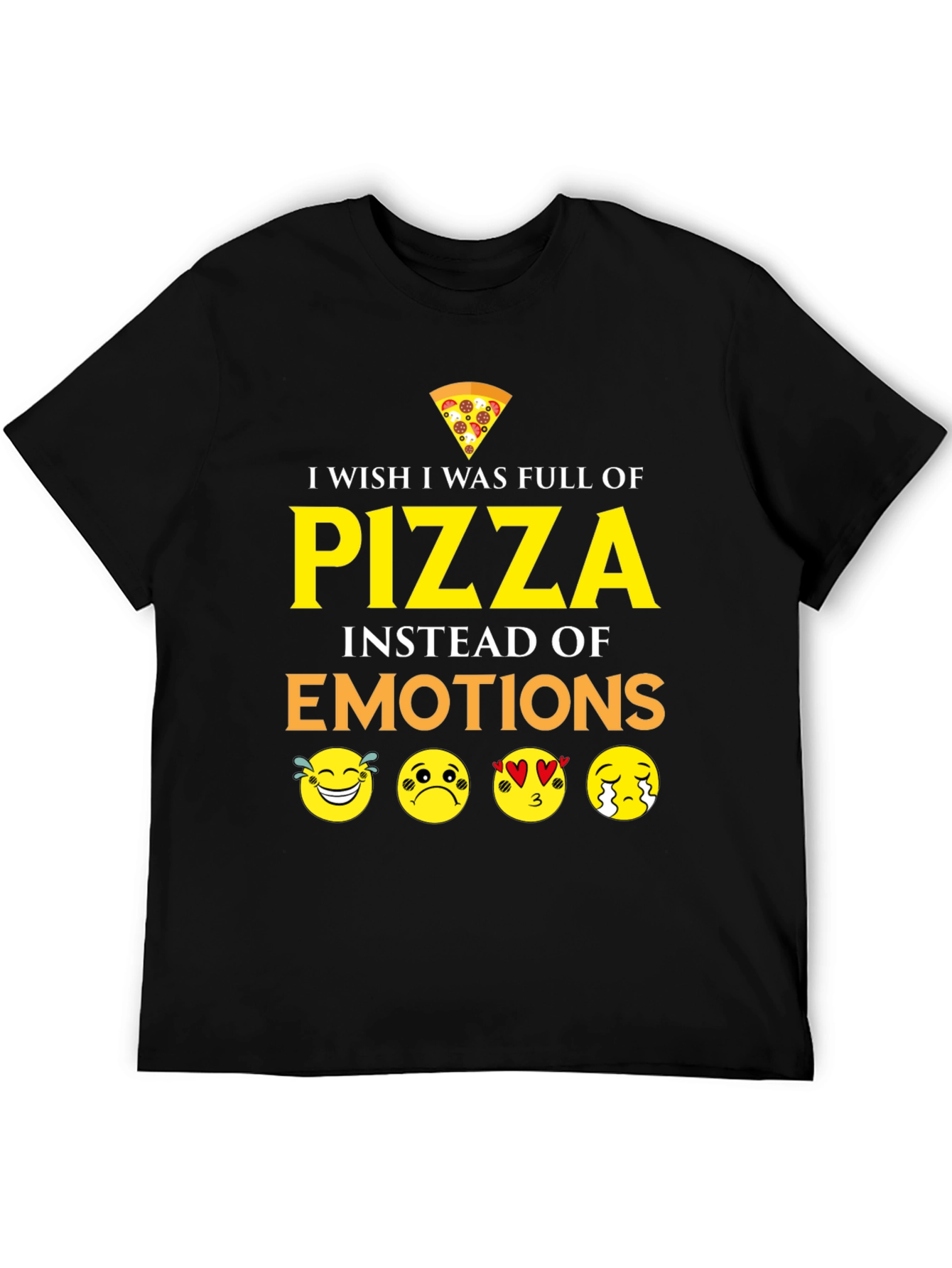 Black Pizza Emotions Graphic T-Shirt - Funny Foodie Tee view 5
