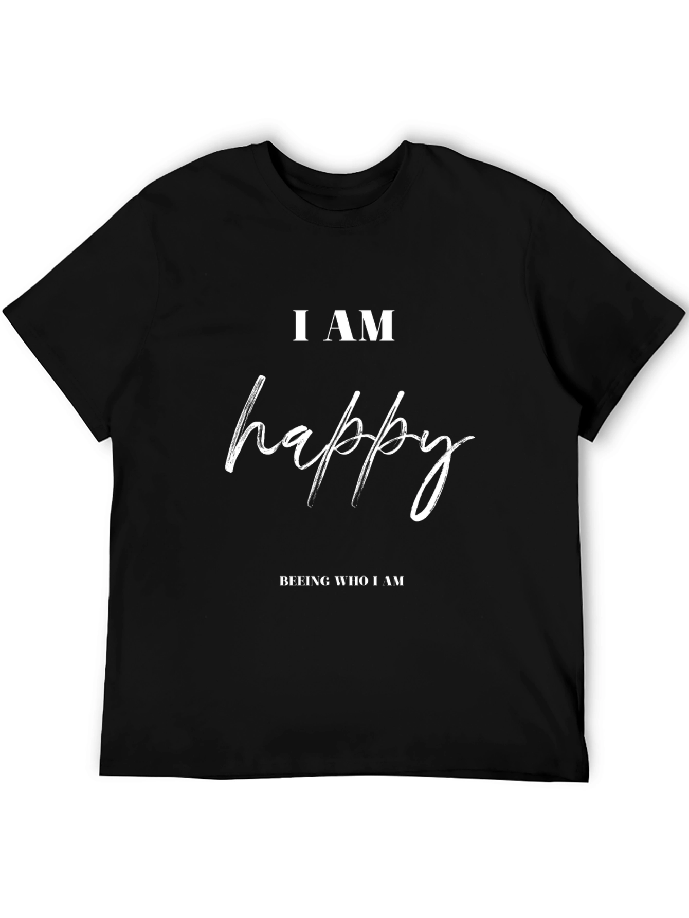 Black I AM Happy Graphic Tee - Positive Vibes T-Shirt view 5