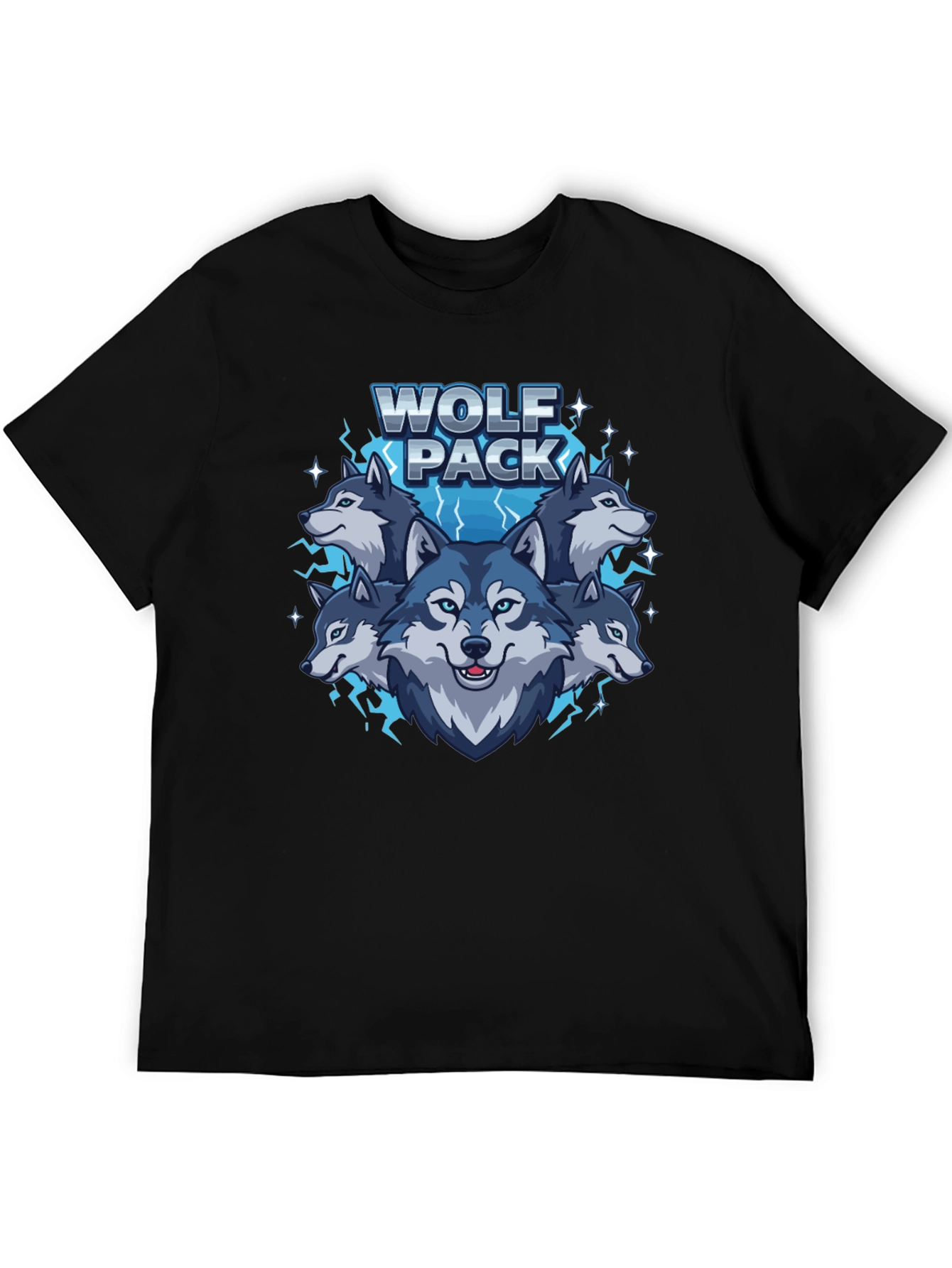 Black Wolf Pack Graphic Print Crew Neck T-Shirt view 5