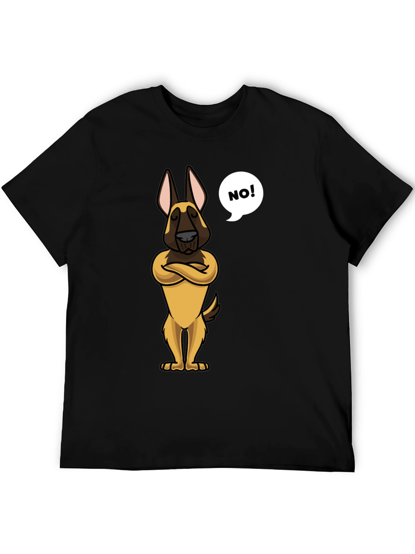 Black Funny Dog Cartoon T-Shirt - "NO!" view 5