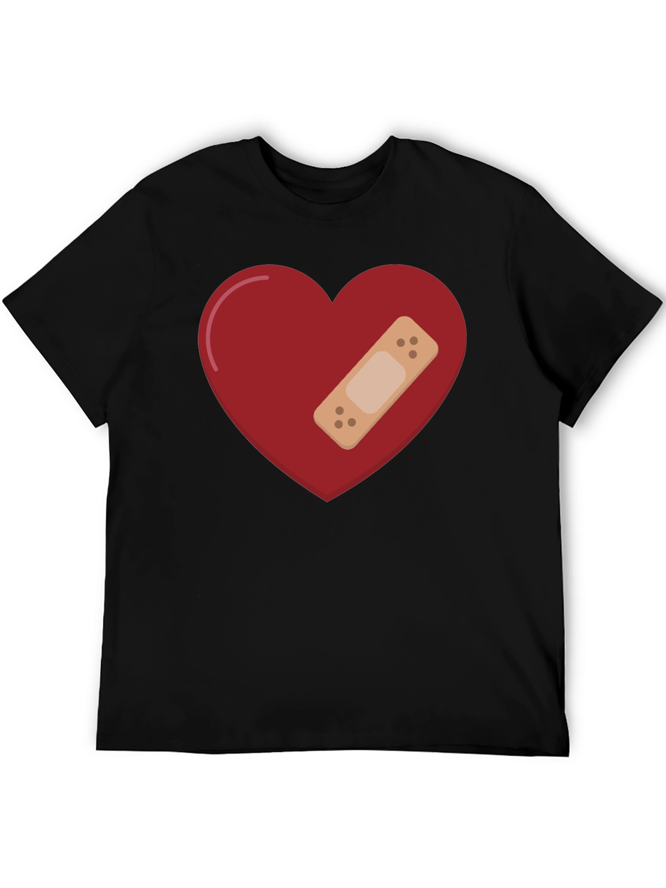 Black Heart with Bandage Graphic Tee - Unisex Black T-Shirt view 5