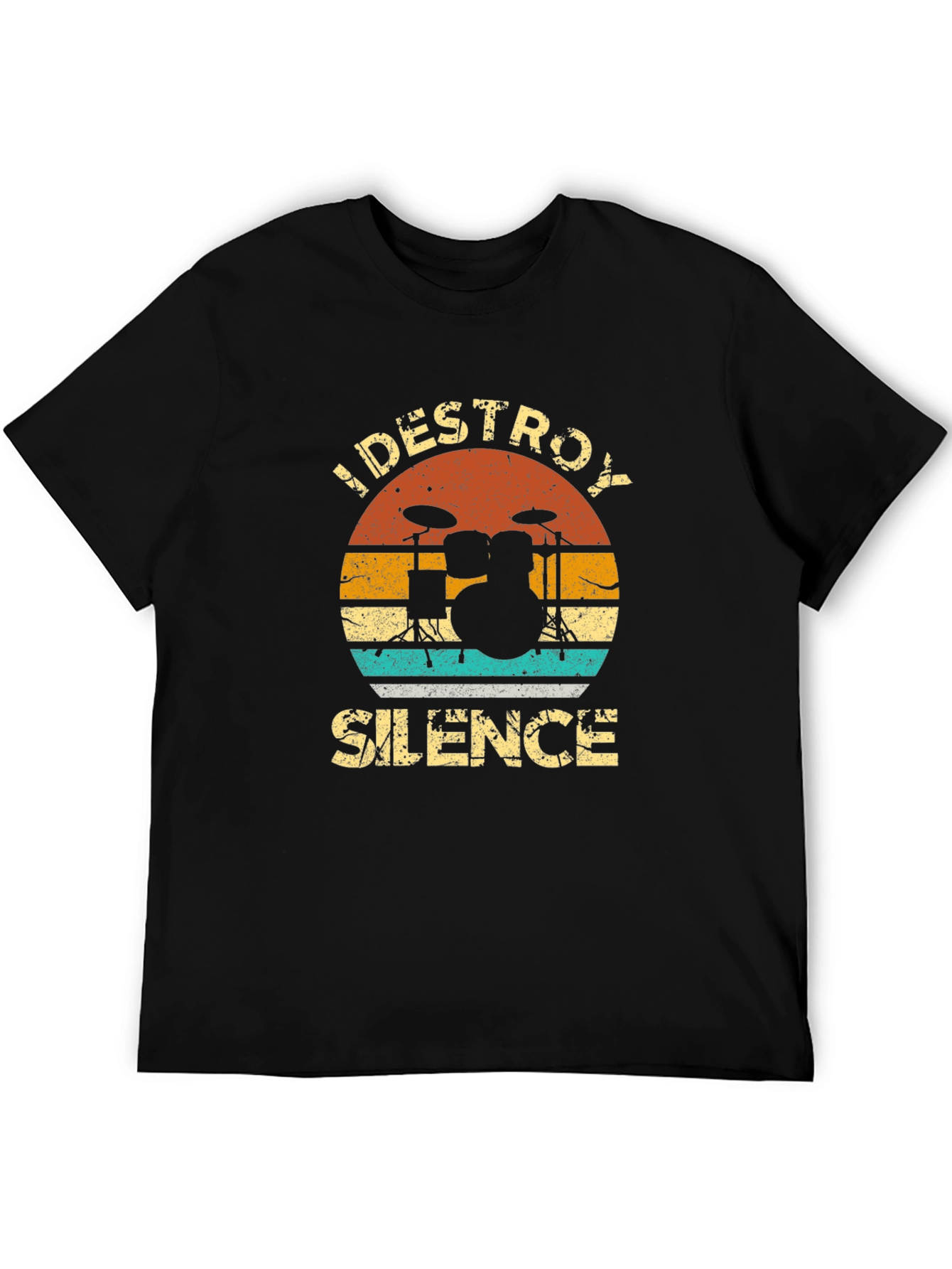 Black I DESTROY SILENCE Drummer Graphic Tee view 5