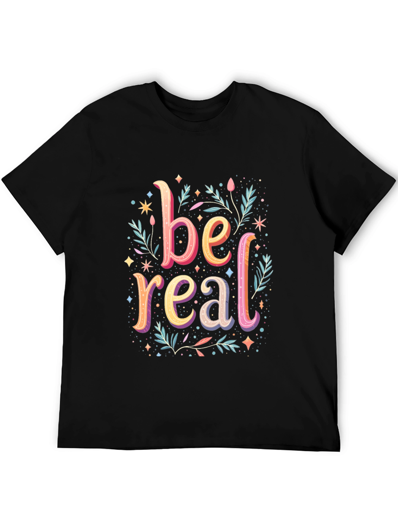 Black Be Real Graphic Tee - Trendy Cotton Comfort view 5