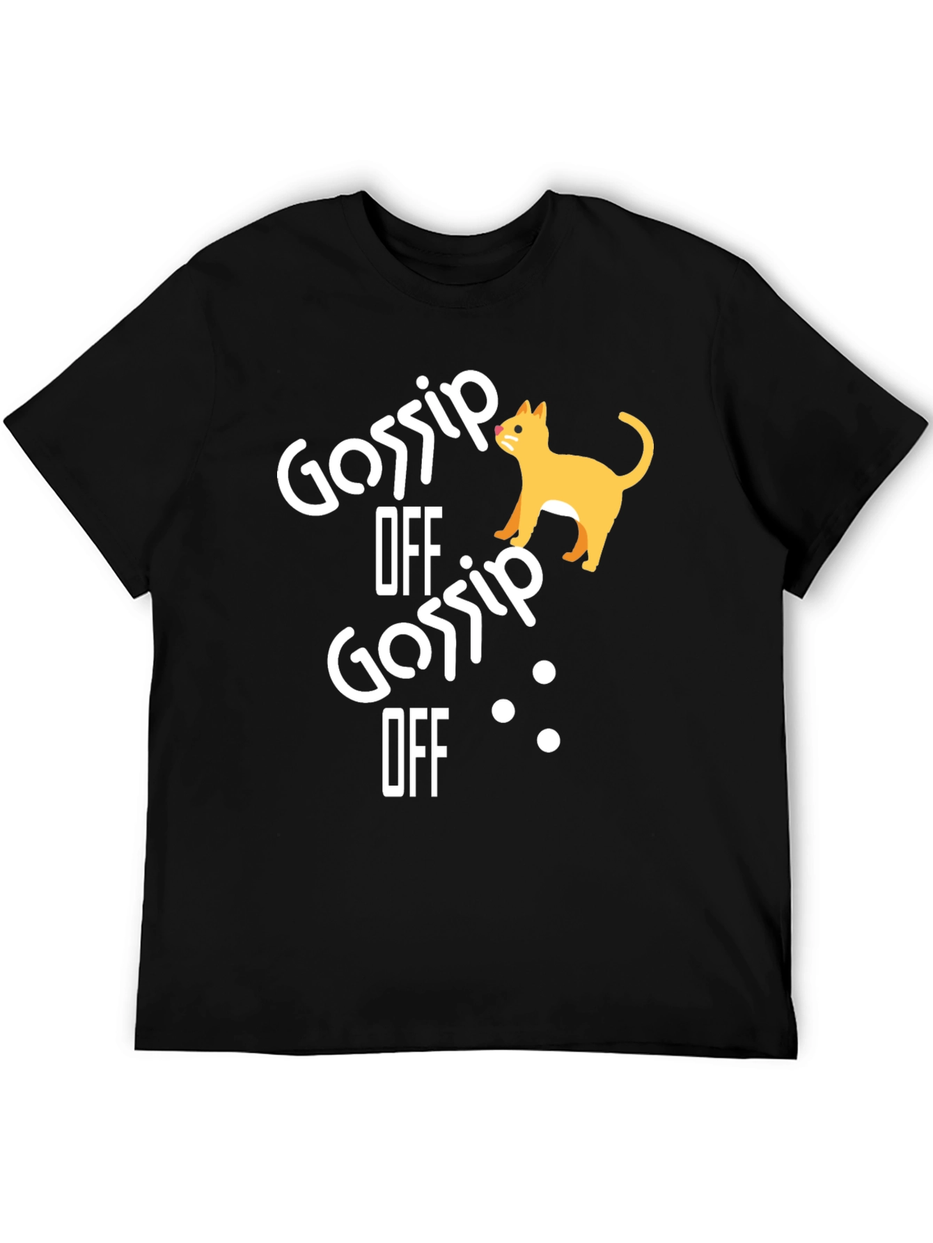 Black Gossip Off Cat Graphic Tee - Unisex Black T-Shirt view 5