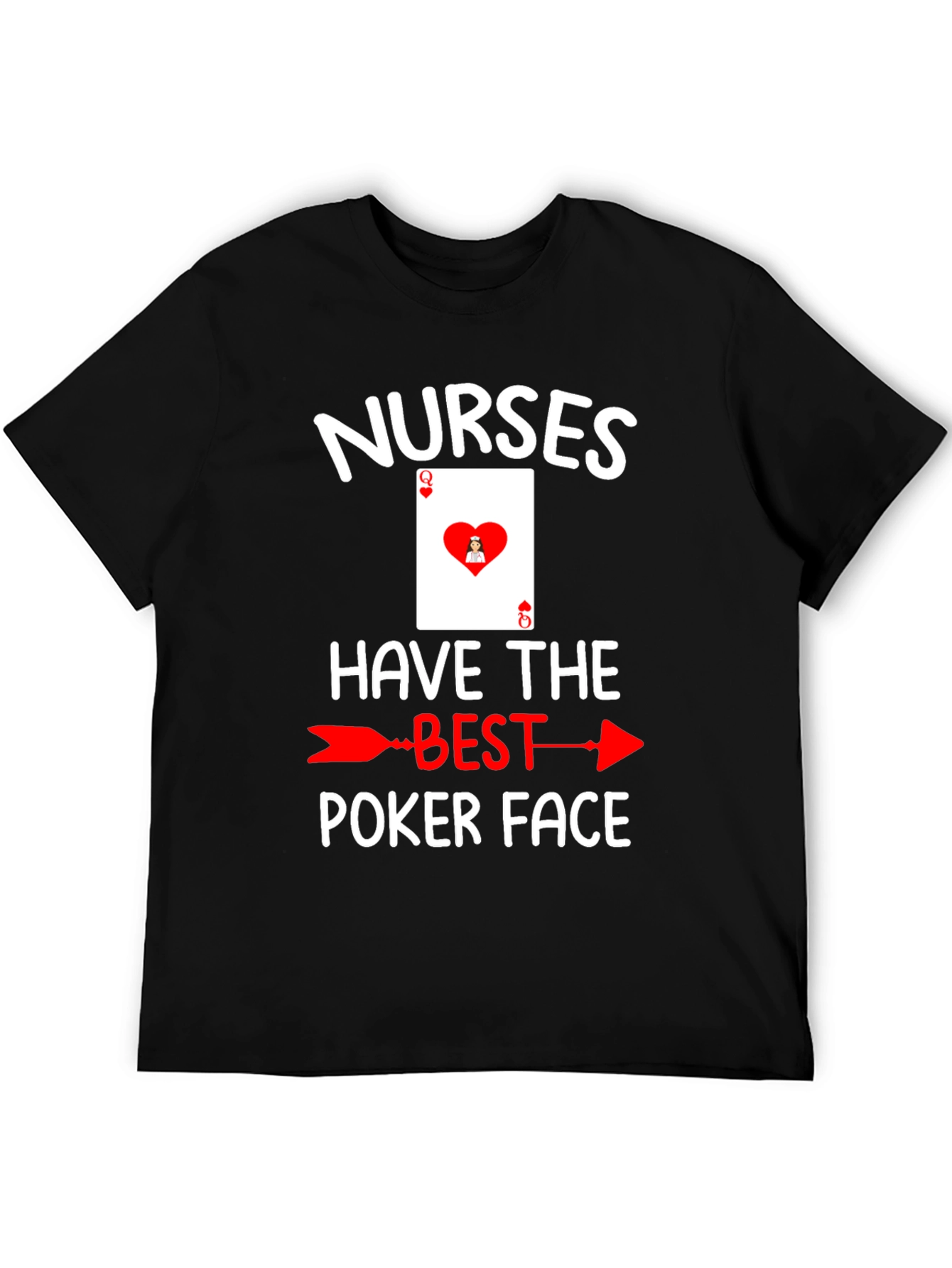 Black Nurses Poker Face T-Shirt view 5