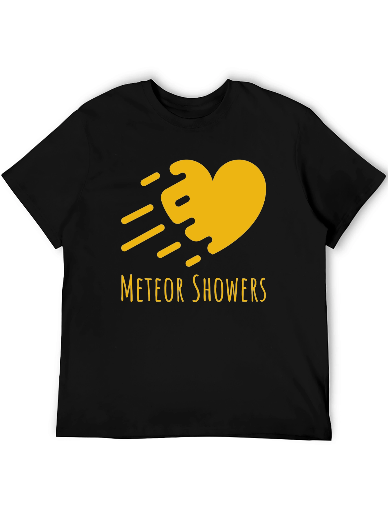 Black Meteor Showers Heart Graphic Black T-Shirt view 5
