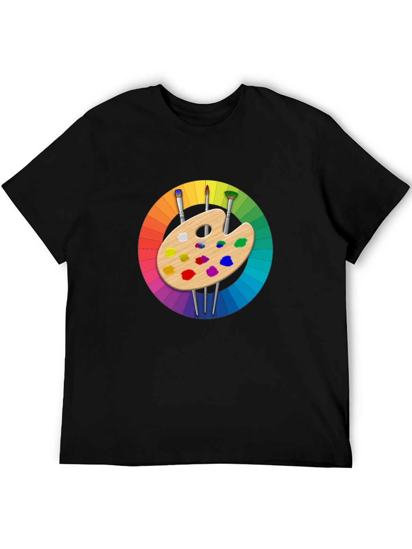 Black Colorful Artist Palette Graphic T-Shirt view 5