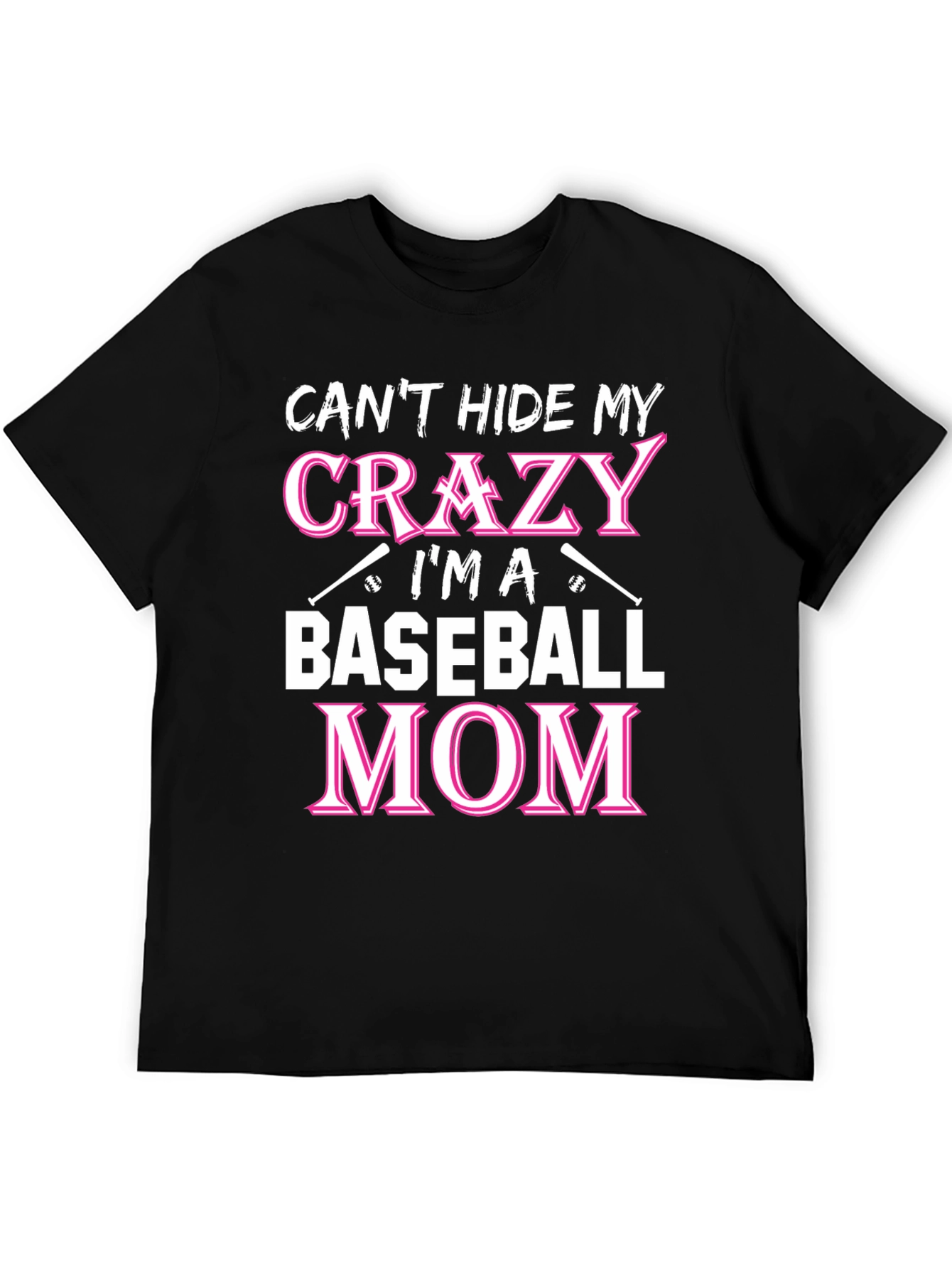Black Crazy Baseball Mom Graphic T-Shirt view 5
