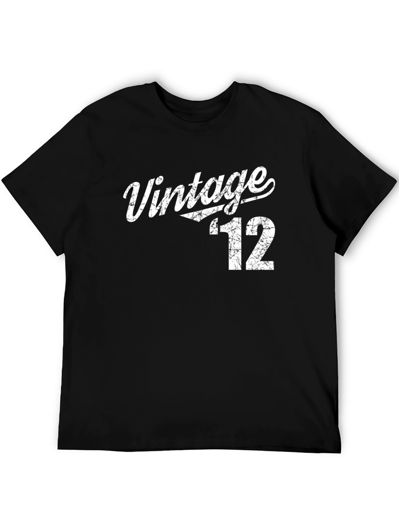 Black Vintage '12 Graphic Tee - Retro Style Black T-Shirt view 5