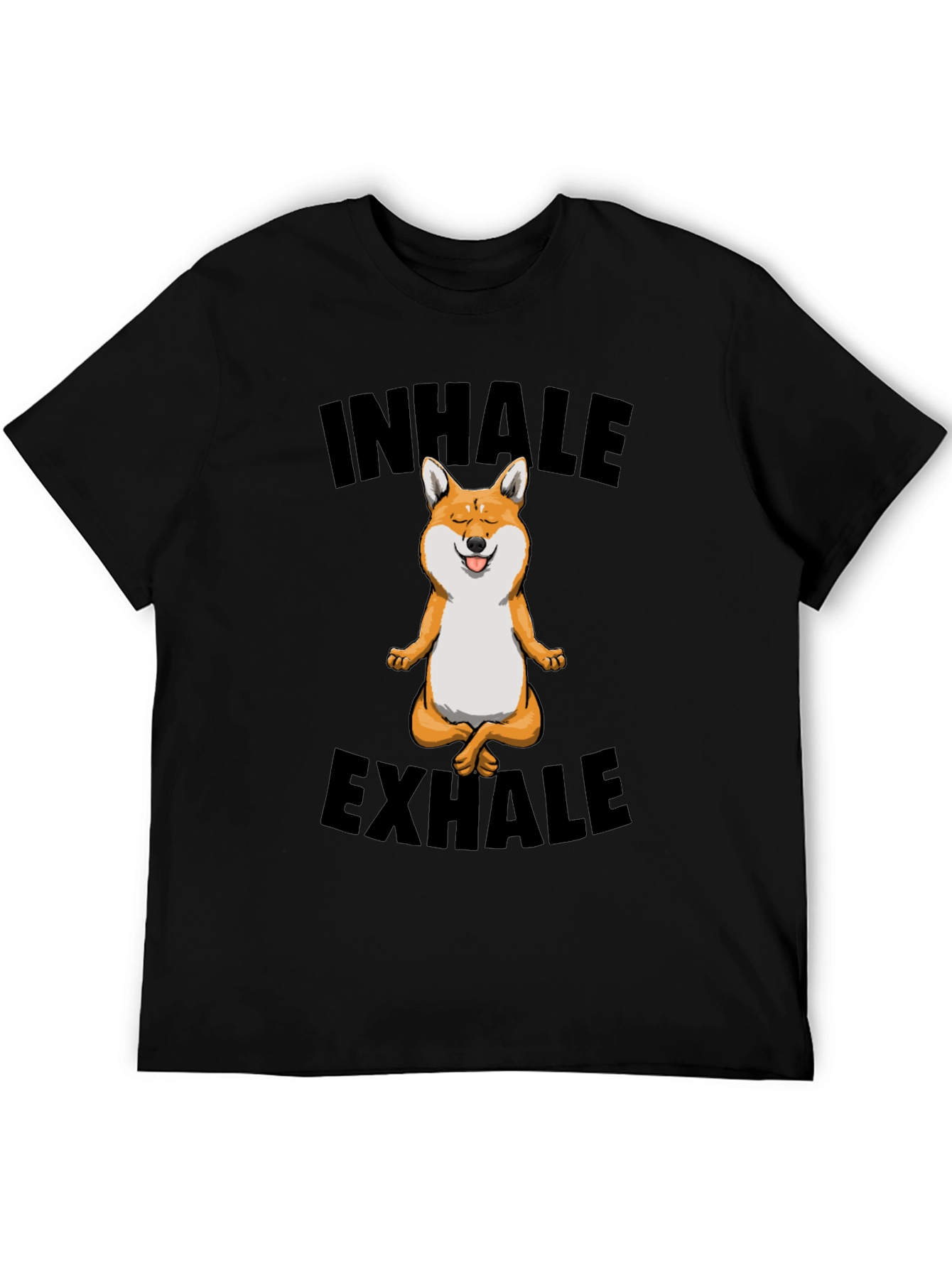 Black Yoga Dog T-Shirt - Inhale Exhale Meditation Tee view 5