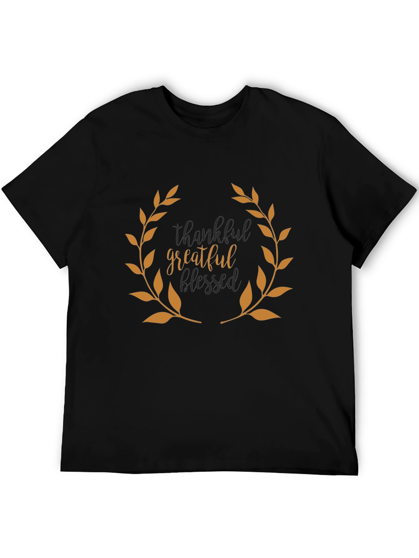 Black Thankful, Grateful, Blessed Black T-Shirt view 5