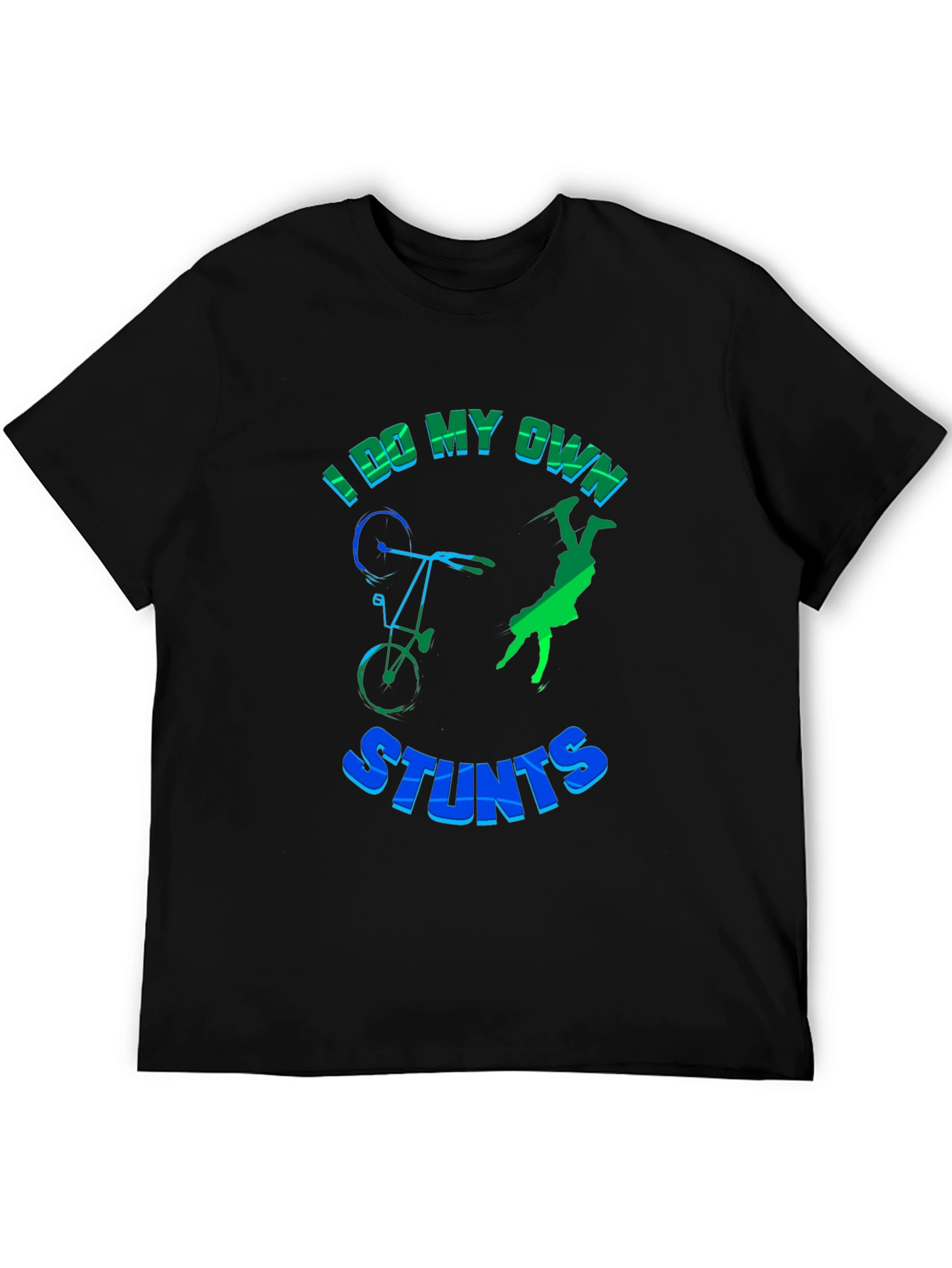 Black I Do My Own Stunts T-Shirt, Funny Bike Design view 5