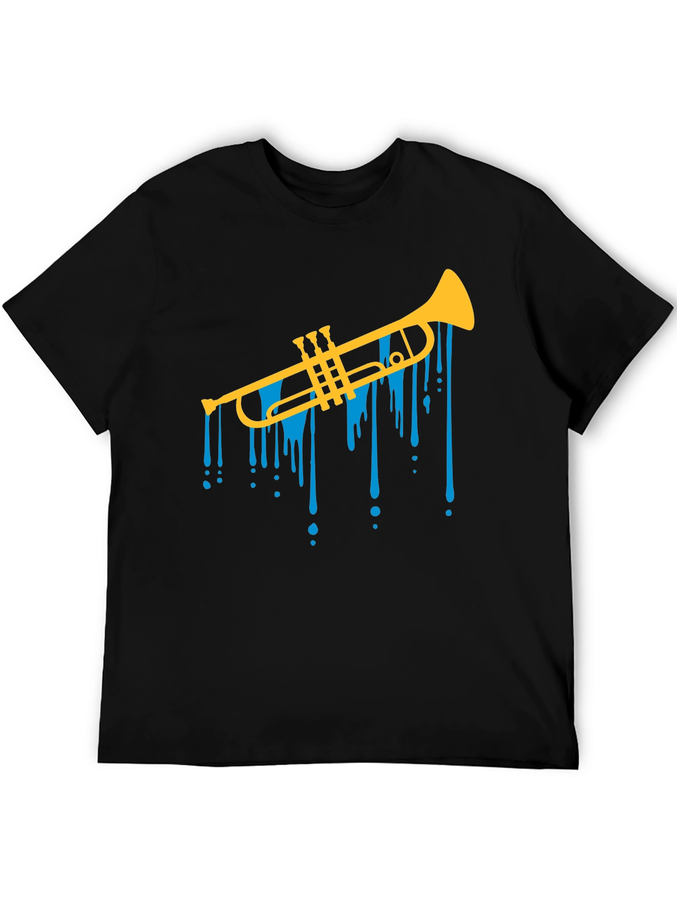 Black Trumpet Drip Graphic Tee - Cool Musical T-Shirt view 5