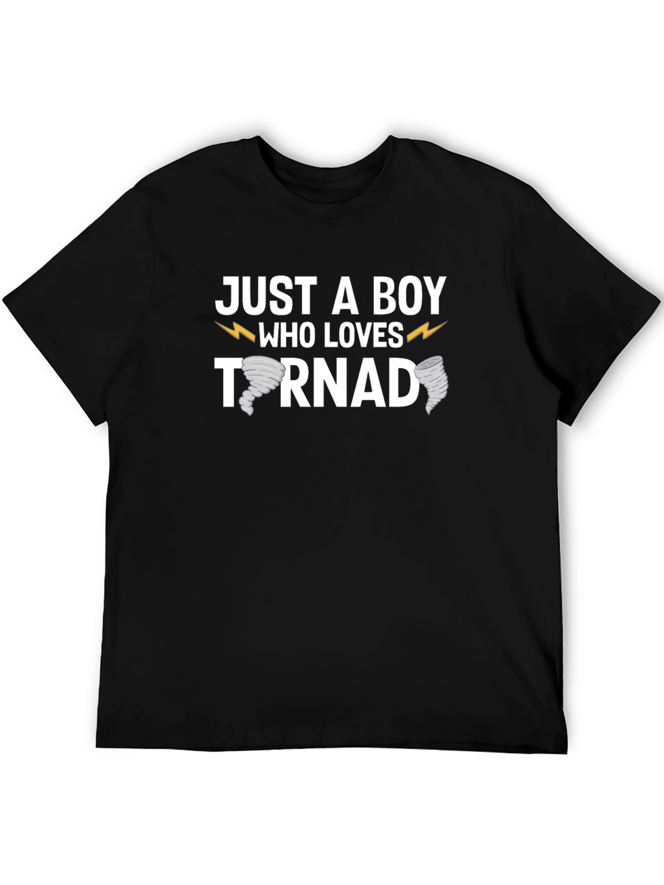 Black Just a Boy Who Loves Tornados T-Shirt view 5