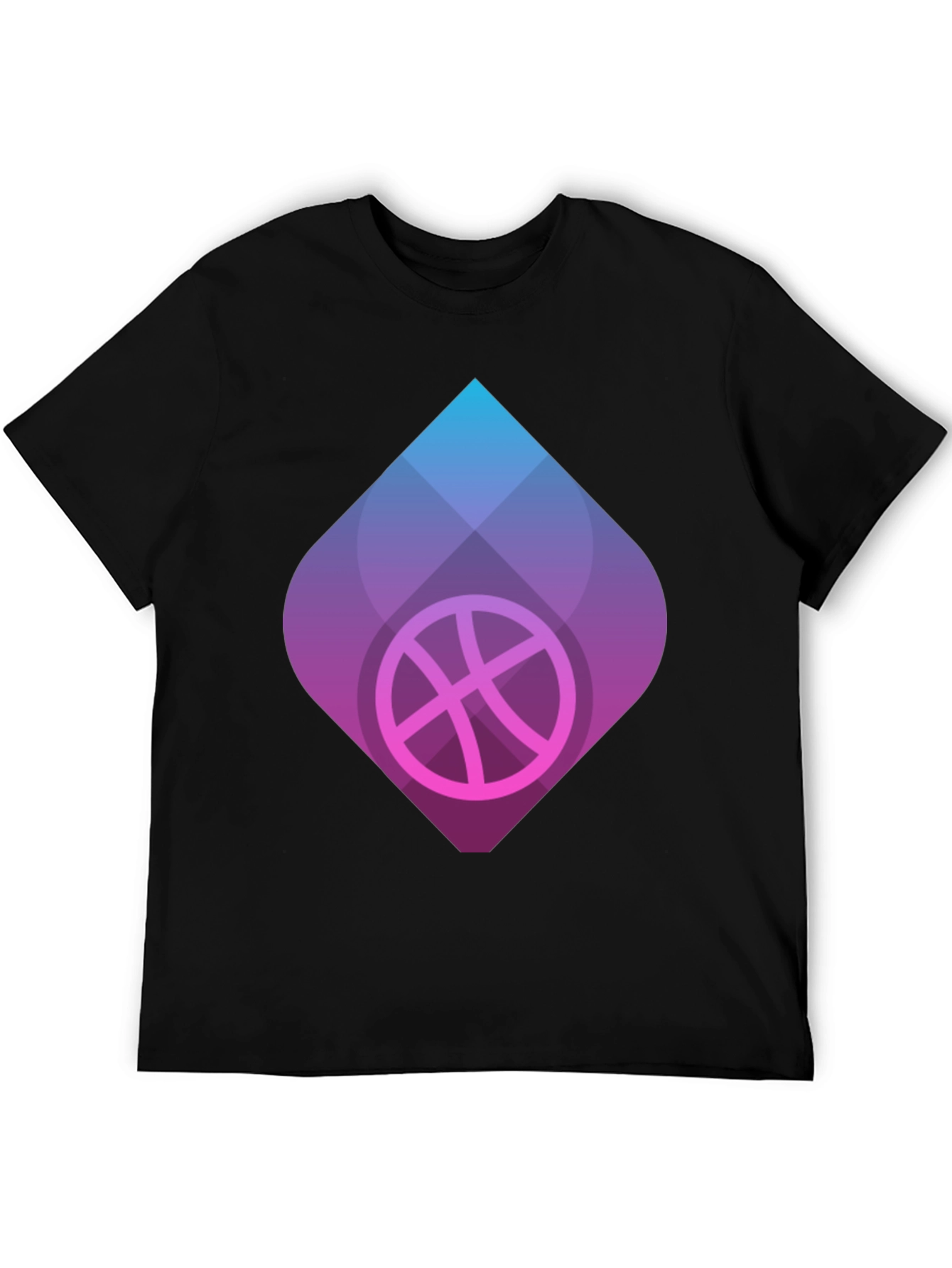 Black Men's Black Graphic Tee - Basketball Design view 5