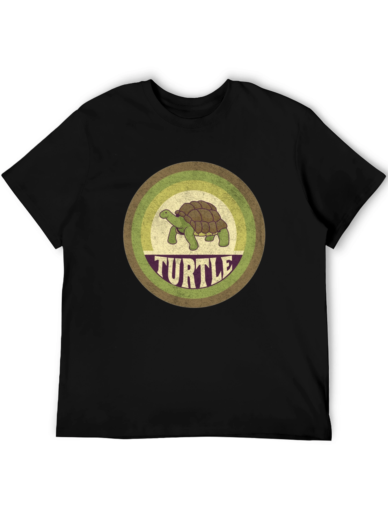Black Retro Turtle Graphic Tee - Vintage Style Comfort view 5