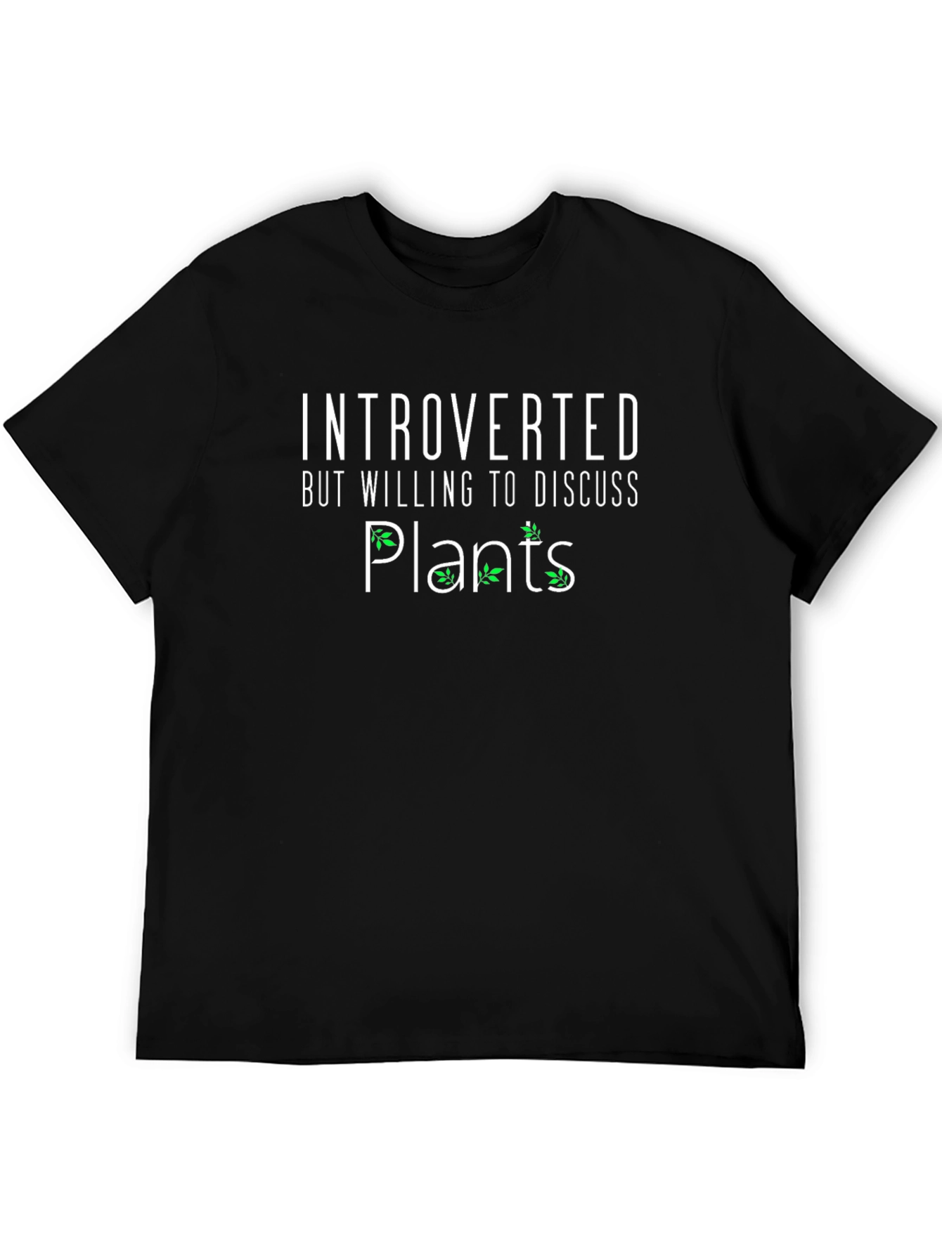 Black Introverted Plants Graphic T-Shirt - Black view 5