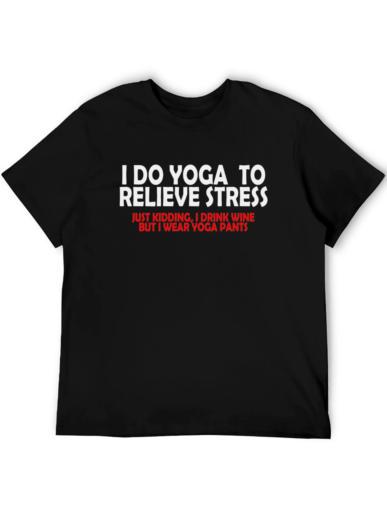 Black Funny Yoga Wine Lover T-Shirt view 5