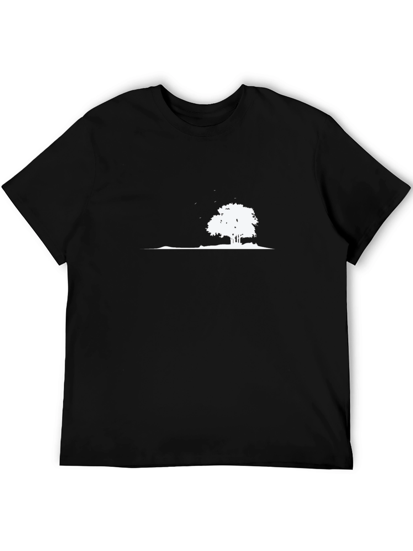 Black Minimalist Tree Graphic Black Tee view 5