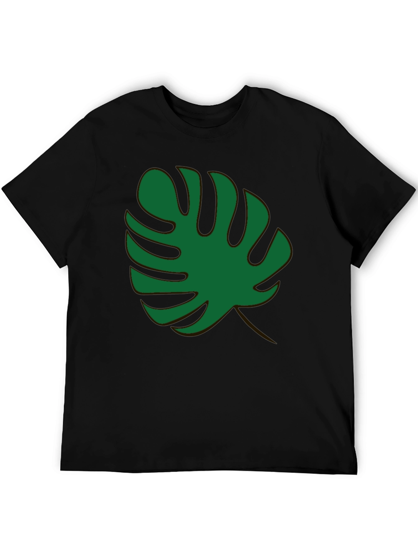 Black Tropical Monstera Leaf Black T-Shirt view 5