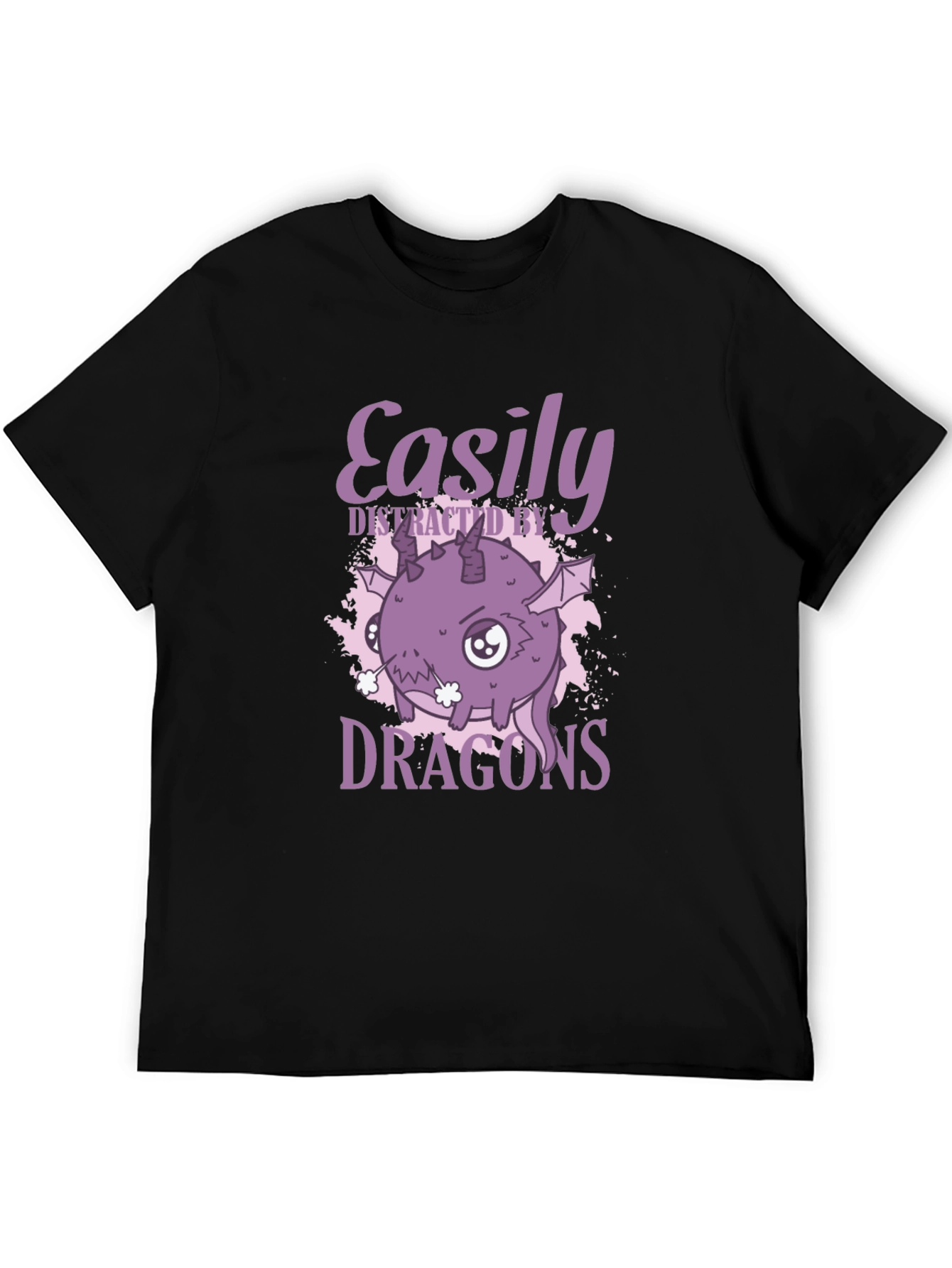 Black Easily Distracted By Dragons Graphic T-Shirt view 5