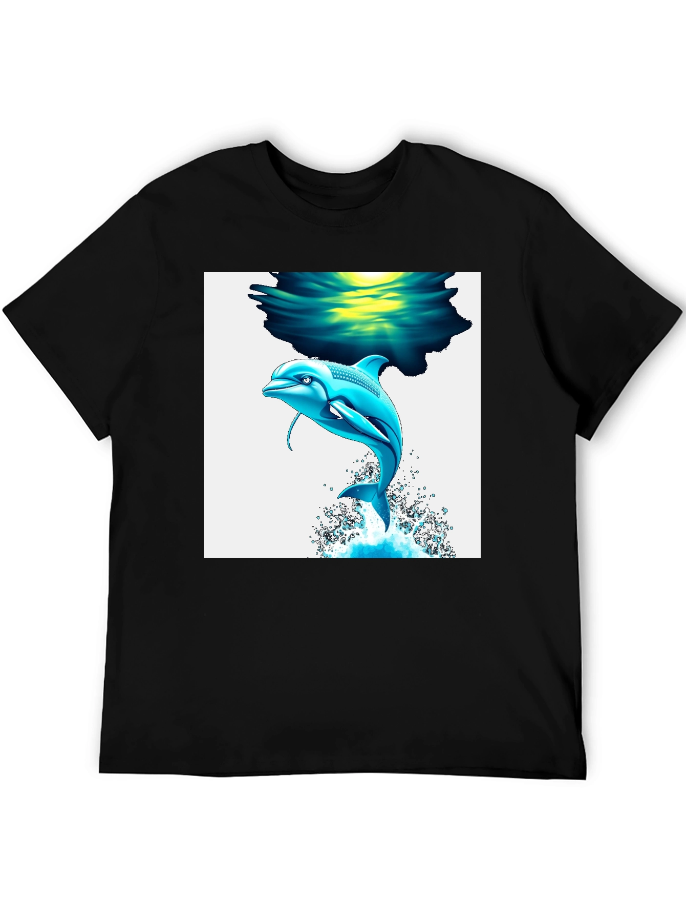 Black Dolphin Graphic Tee - Black Cotton Blend T-Shirt view 5