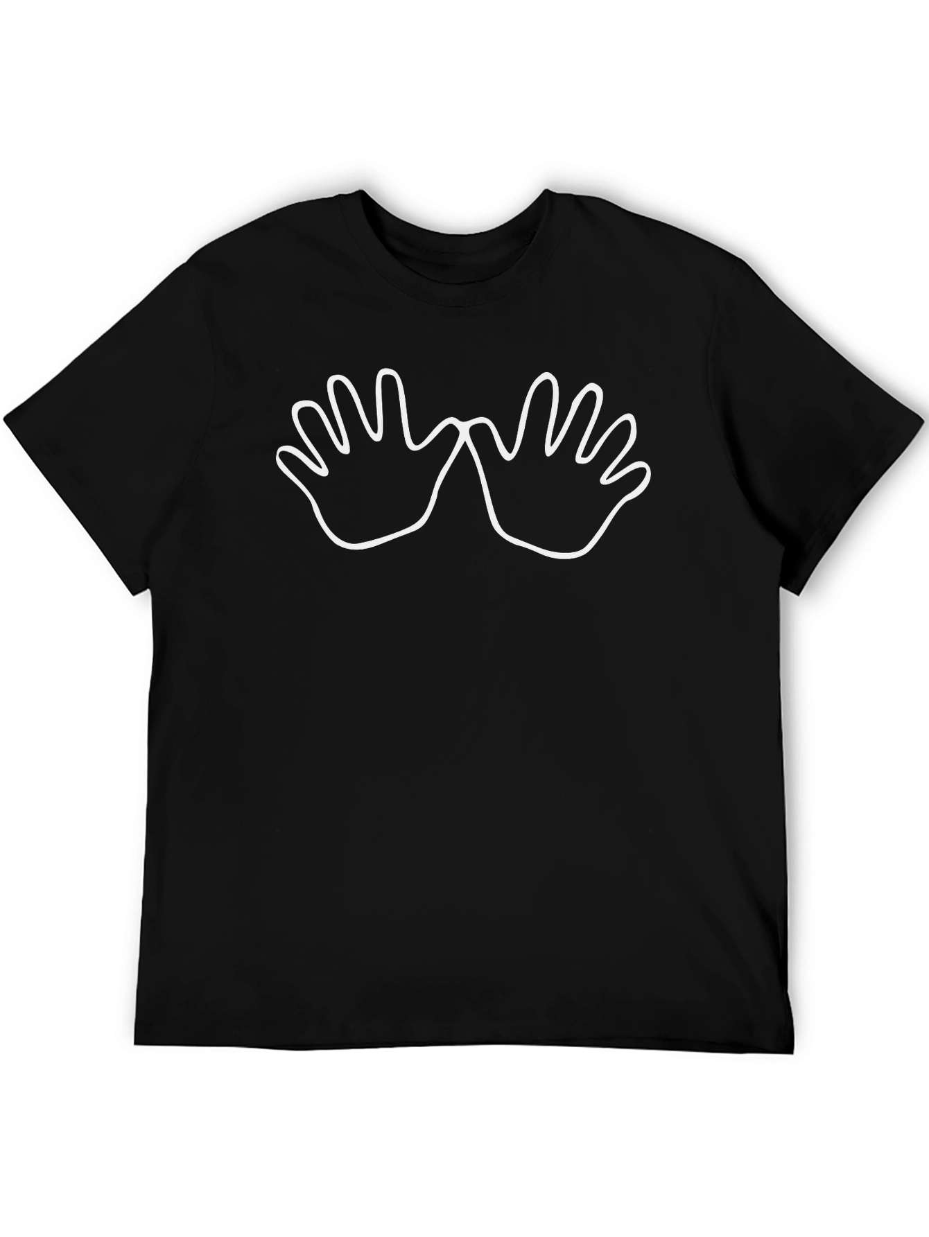 Black Hand Print Design Black T-Shirt view 5