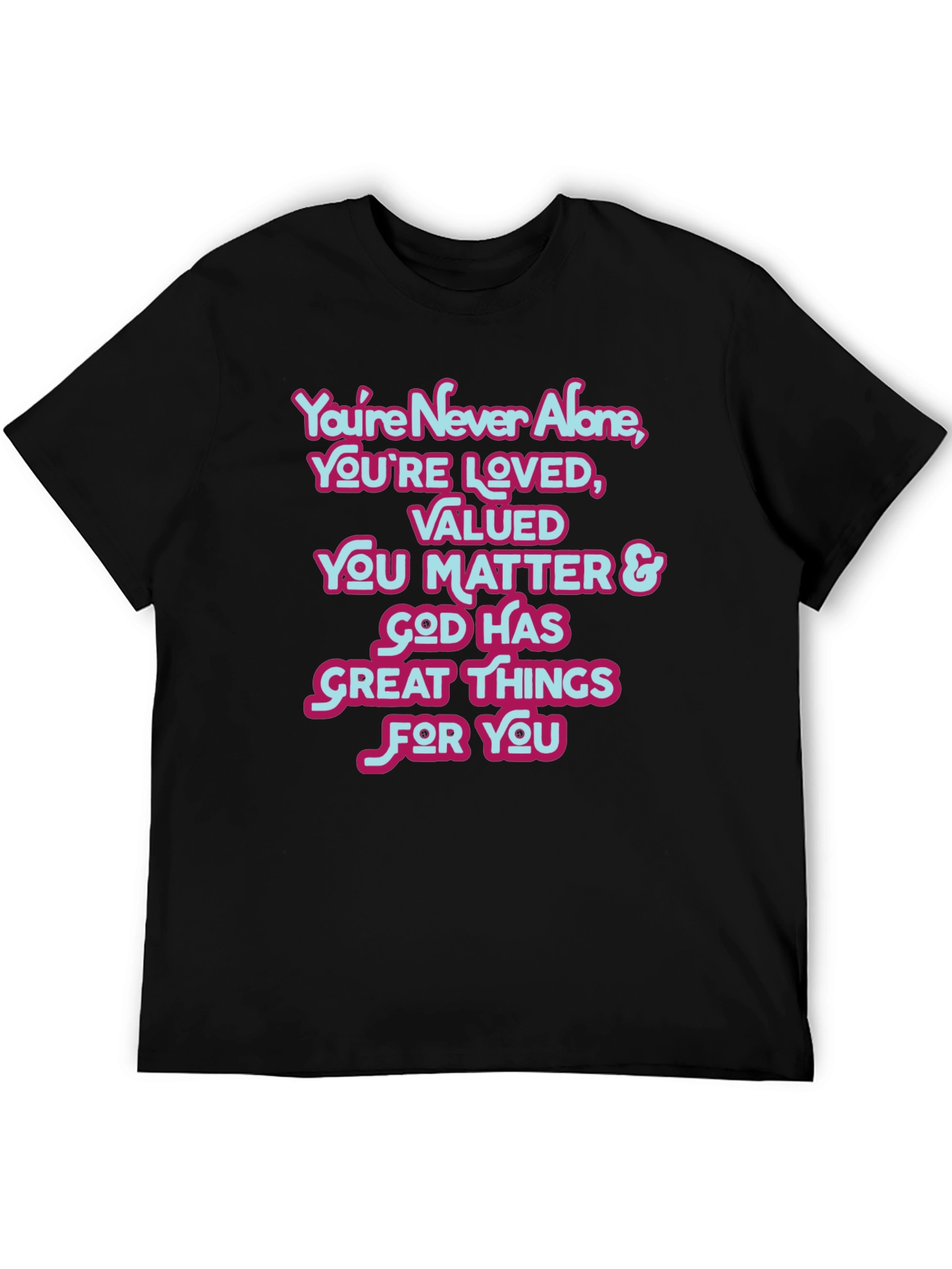 Black Inspirational T-Shirt: You're Never Alone Christian Tee view 5