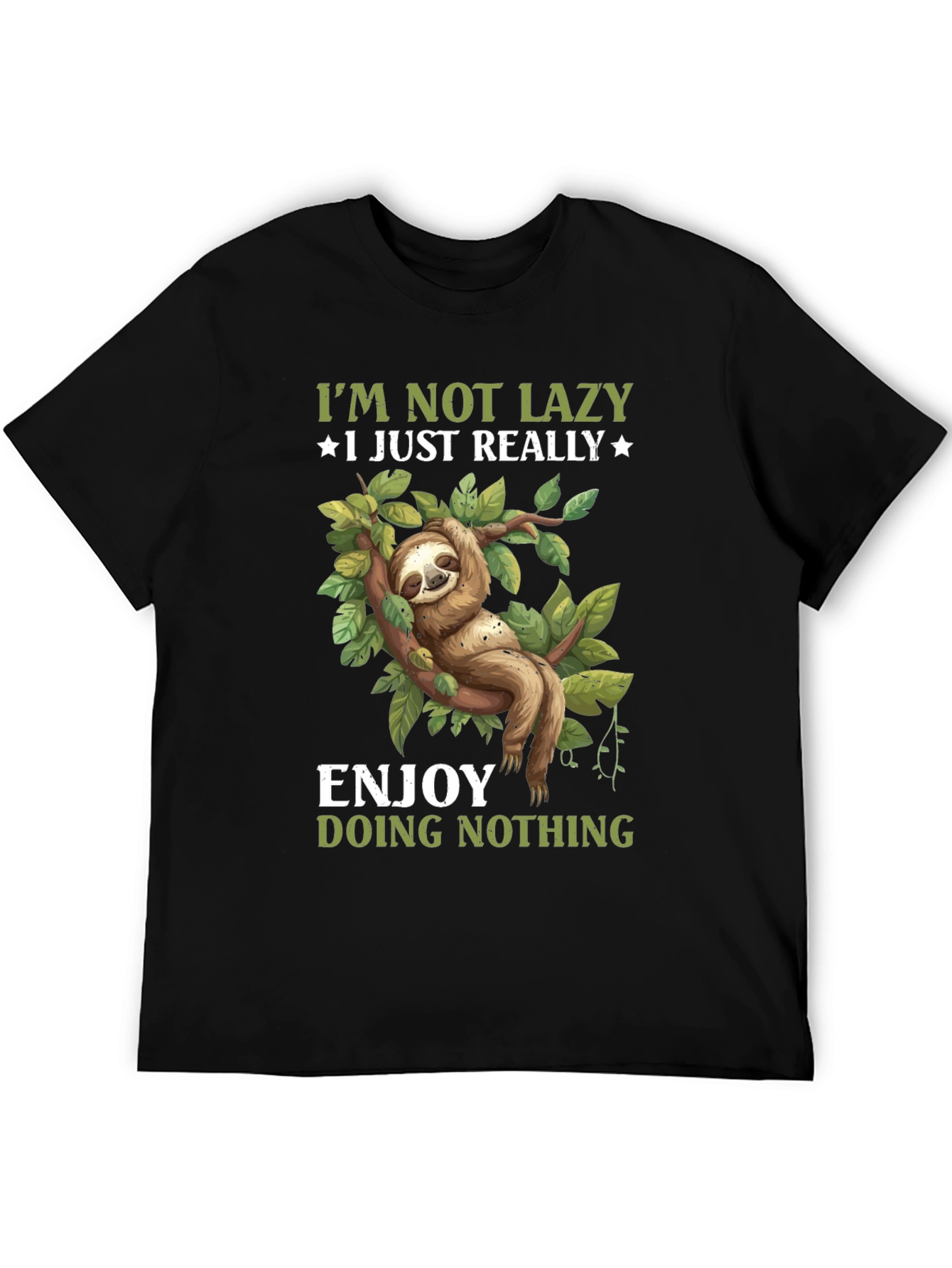 Black Funny Sloth T-Shirt: Enjoy Doing Nothing Tee view 5