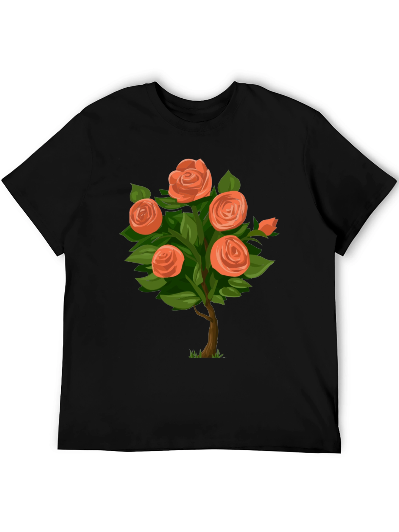 Black Floral Rose Bush Graphic Tee view 5
