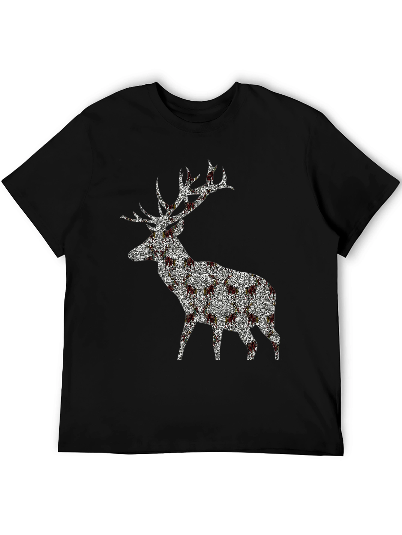 Black Stag Patterned Crew Neck T-Shirt view 5