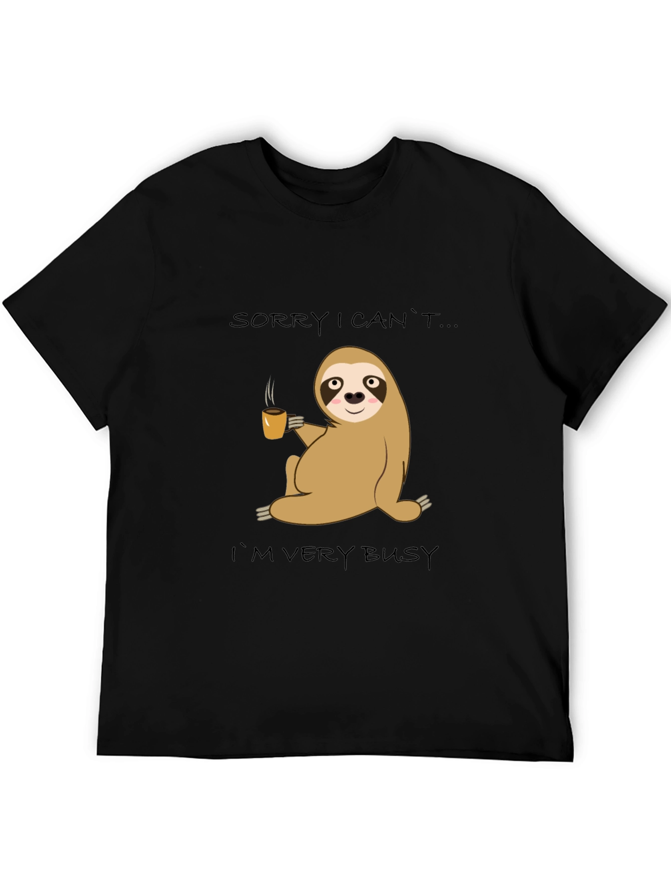 Black Busy Sloth Coffee T-Shirt - Relaxed & Comfy Style view 5