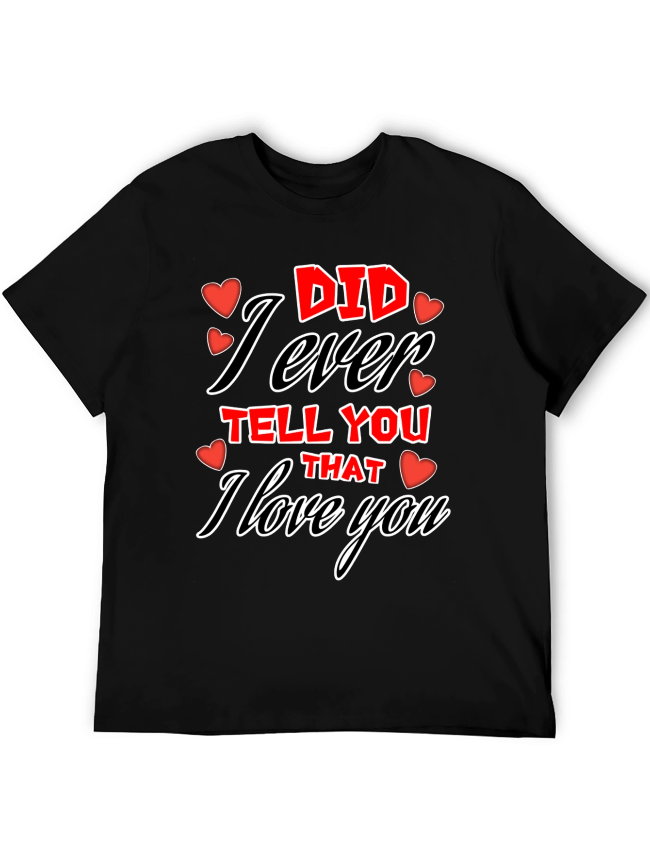 Black I Love You Graphic Tee - Valentine's Day T-Shirt view 5