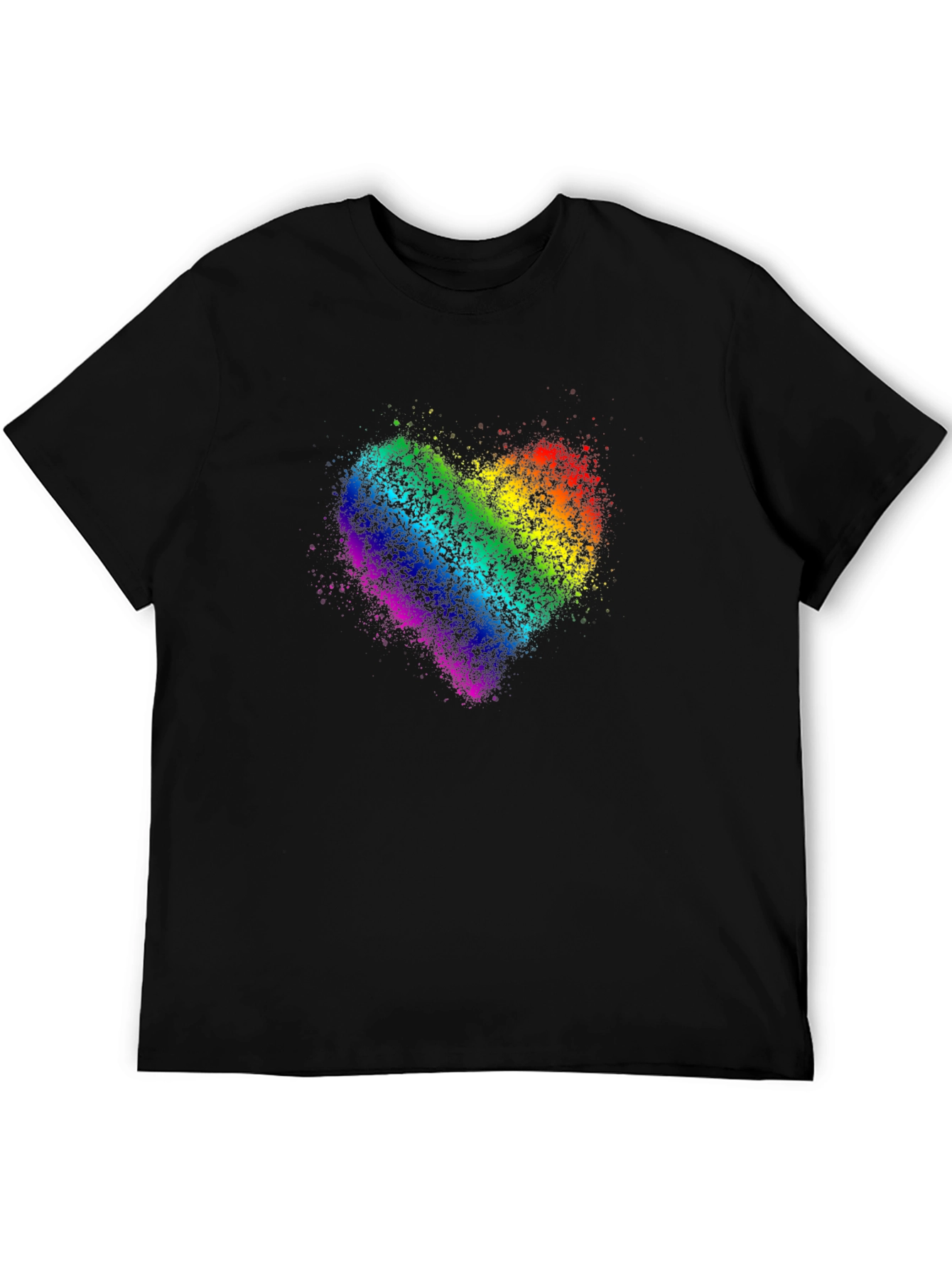 Black Rainbow Heart Graphic Black T-Shirt view 5