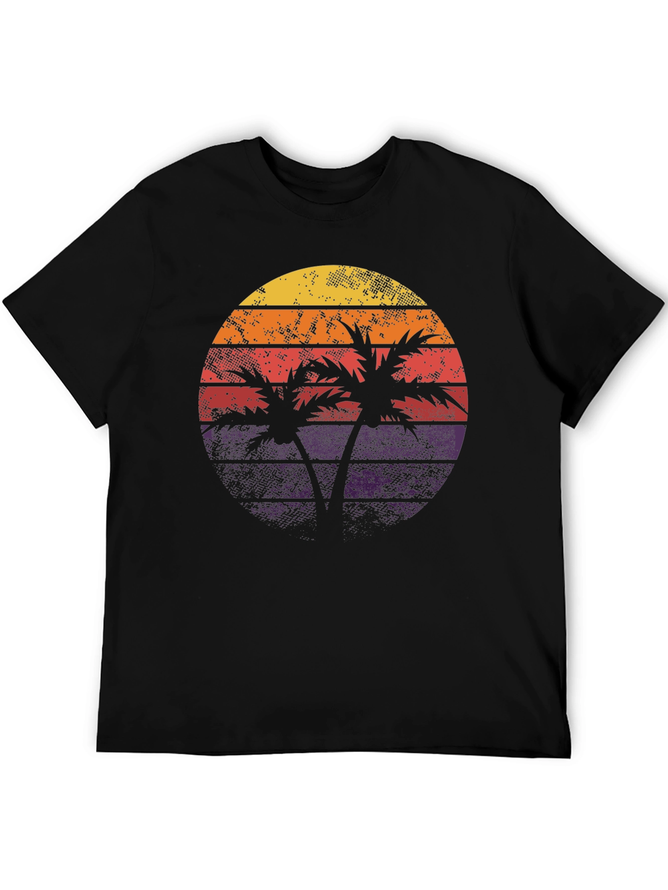 Black Retro Sunset Palm Tree Graphic Tee view 5