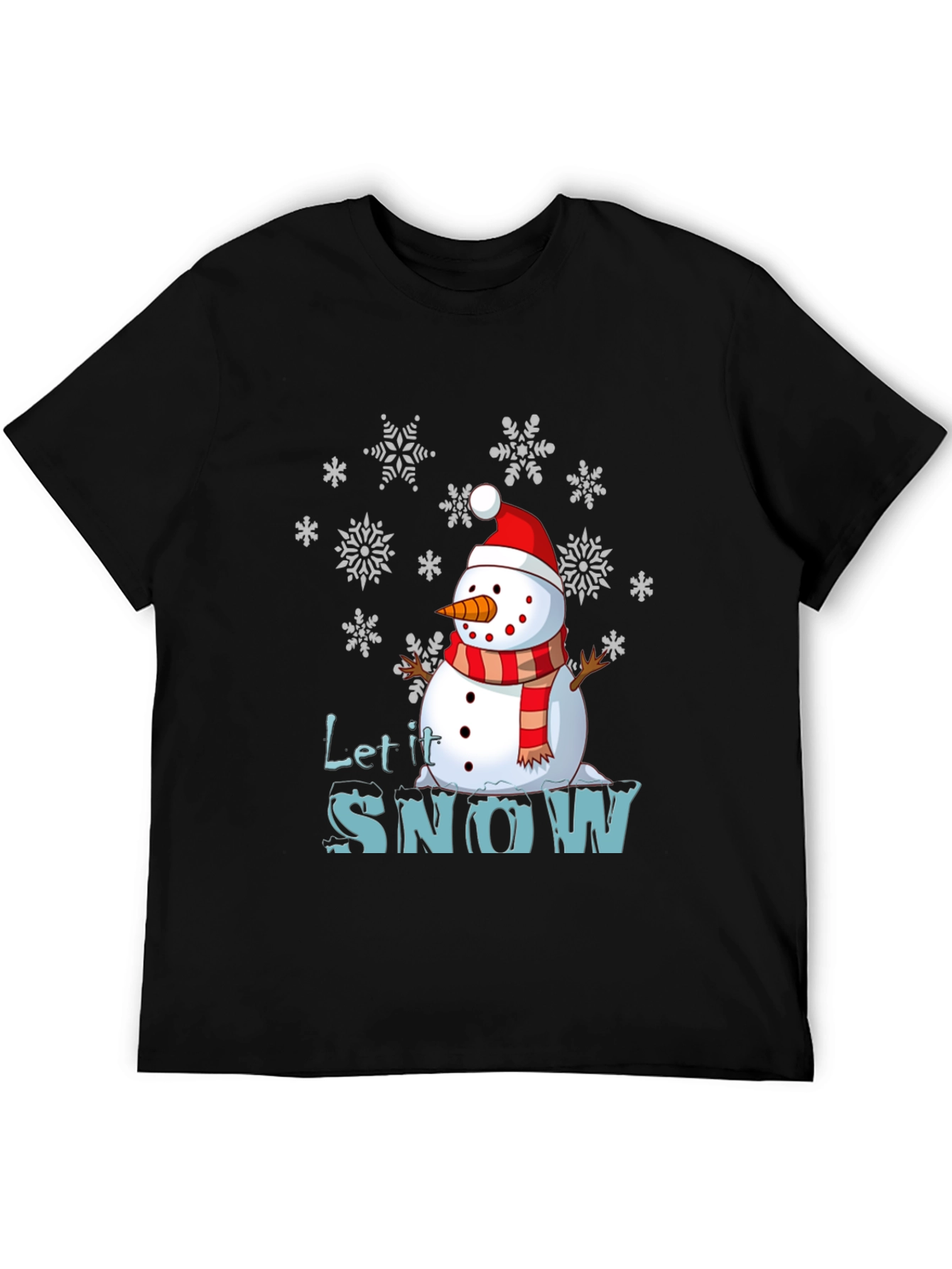 Black Let it Snow Snowman Graphic Tee view 5