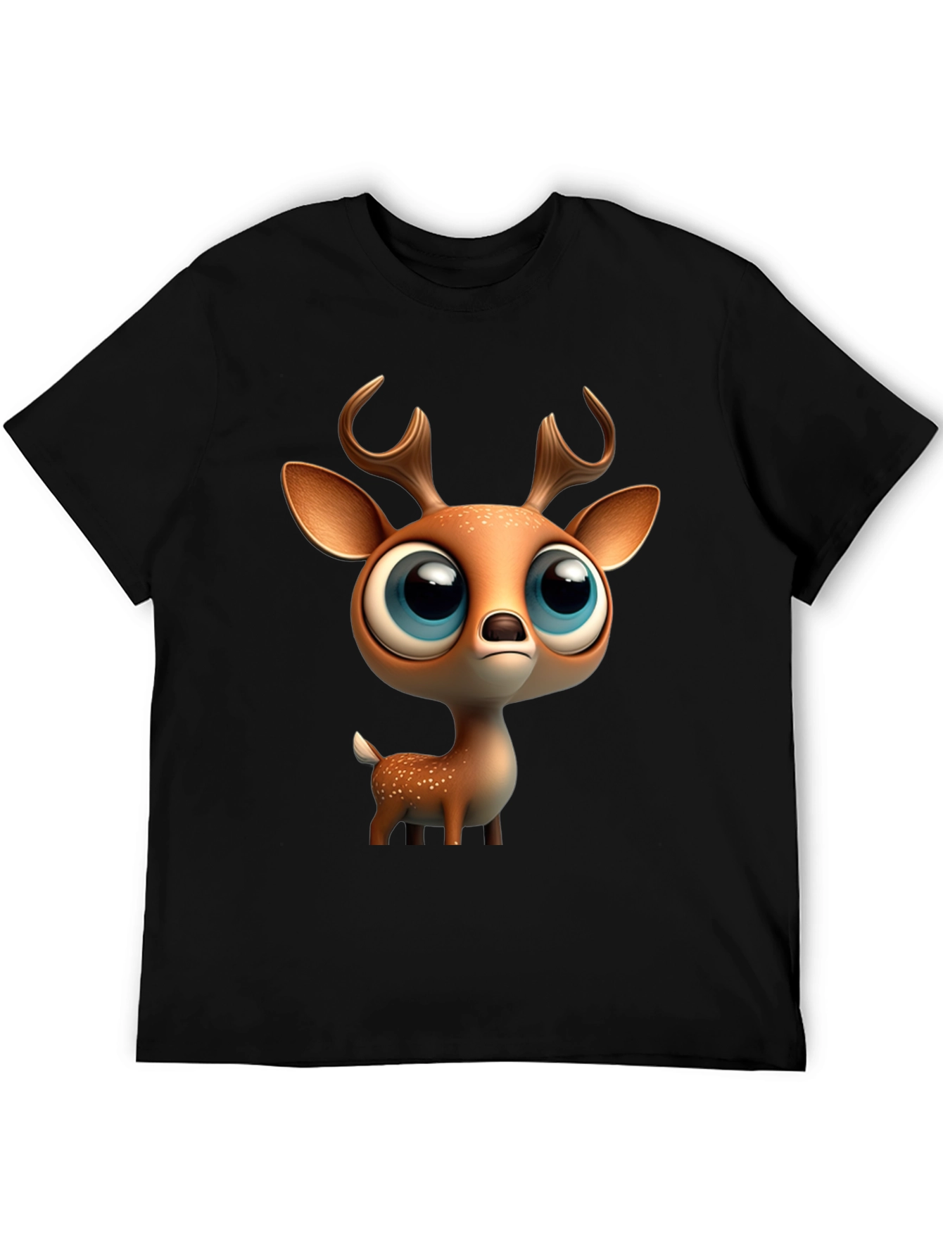 Black Cute Deer Graphic Tee - Stylish Black T-Shirt view 5