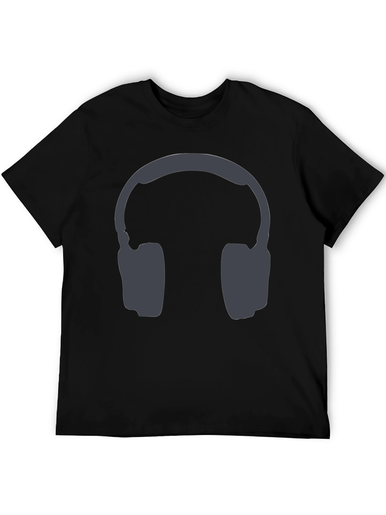 Black Black T-Shirt with Headphone Graphic view 5
