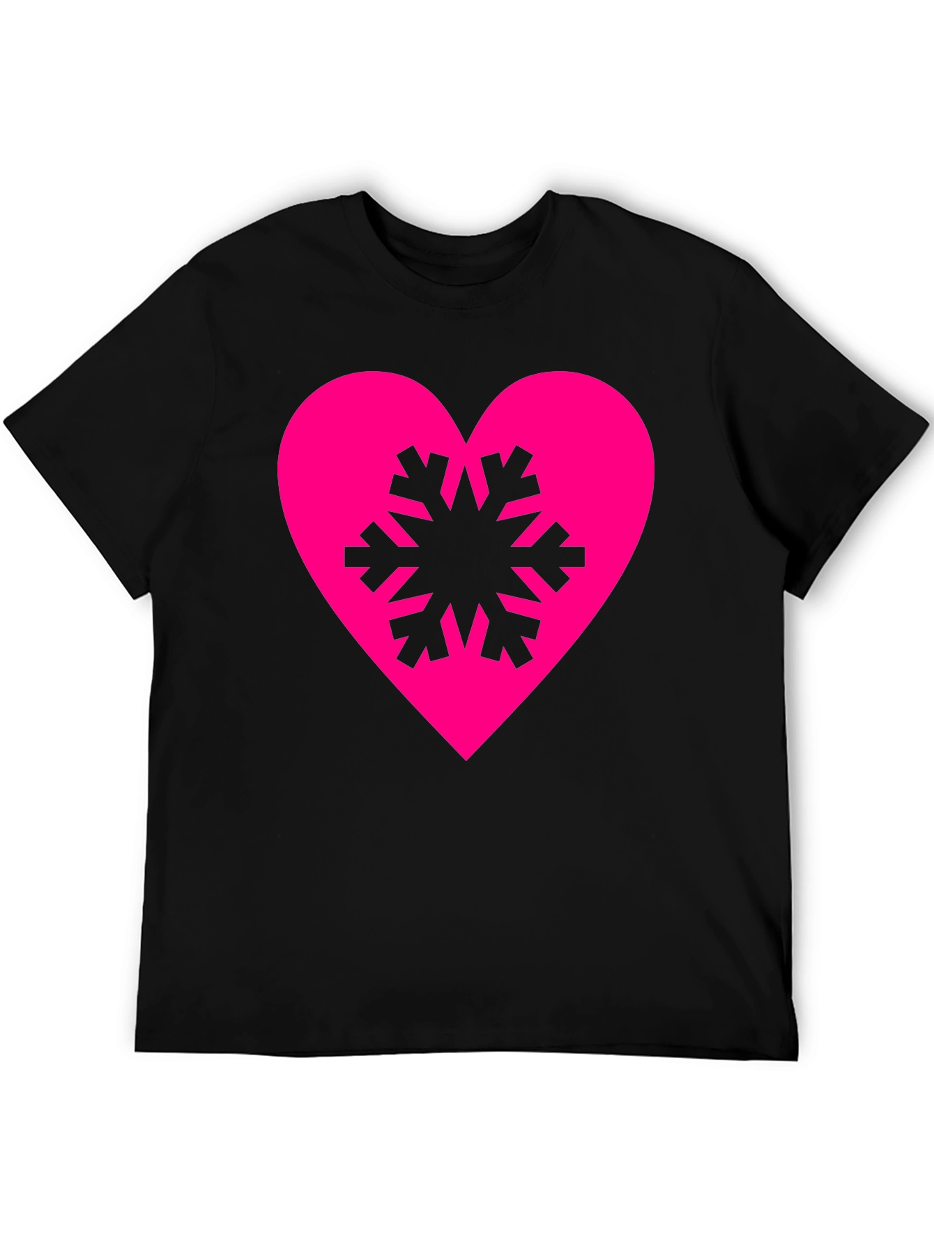 Black Heart Snowflake Graphic Tee - Stylish Black T-Shirt view 5