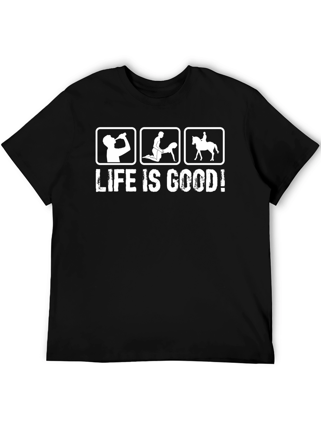 Black Life Is Good! Graphic T-Shirt - Black Cotton Tee view 5