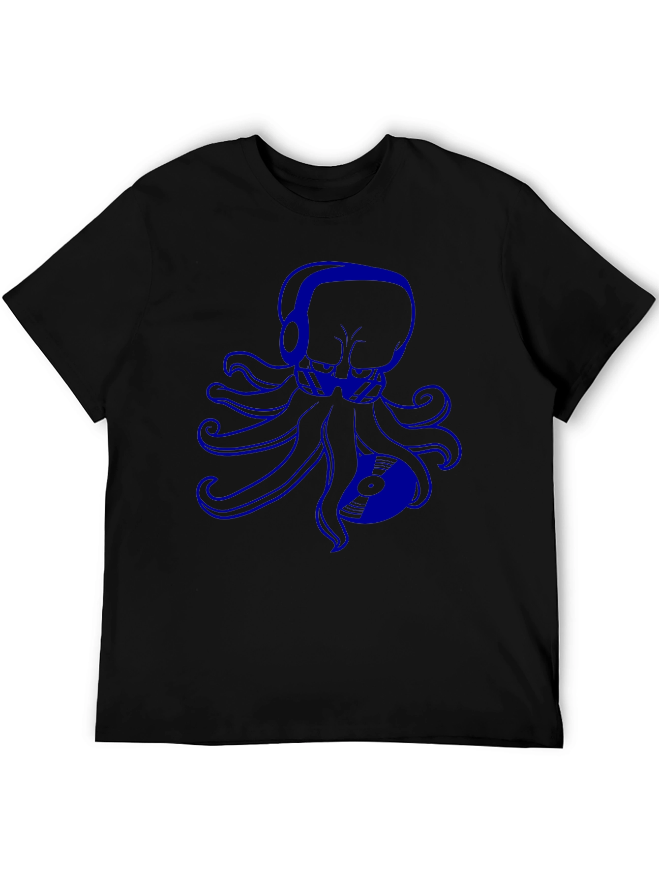 Black Octopus DJ Graphic Tee - Black Cotton T-Shirt view 5